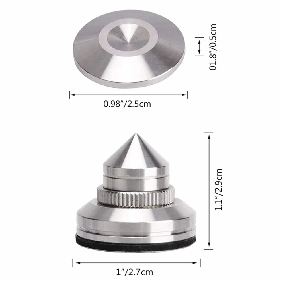 Tacos de Altavoz, Picos Antivibratorios Regulables con Arandela para Altavoces Alta Fidelidad, Subwoofer y DAC CD