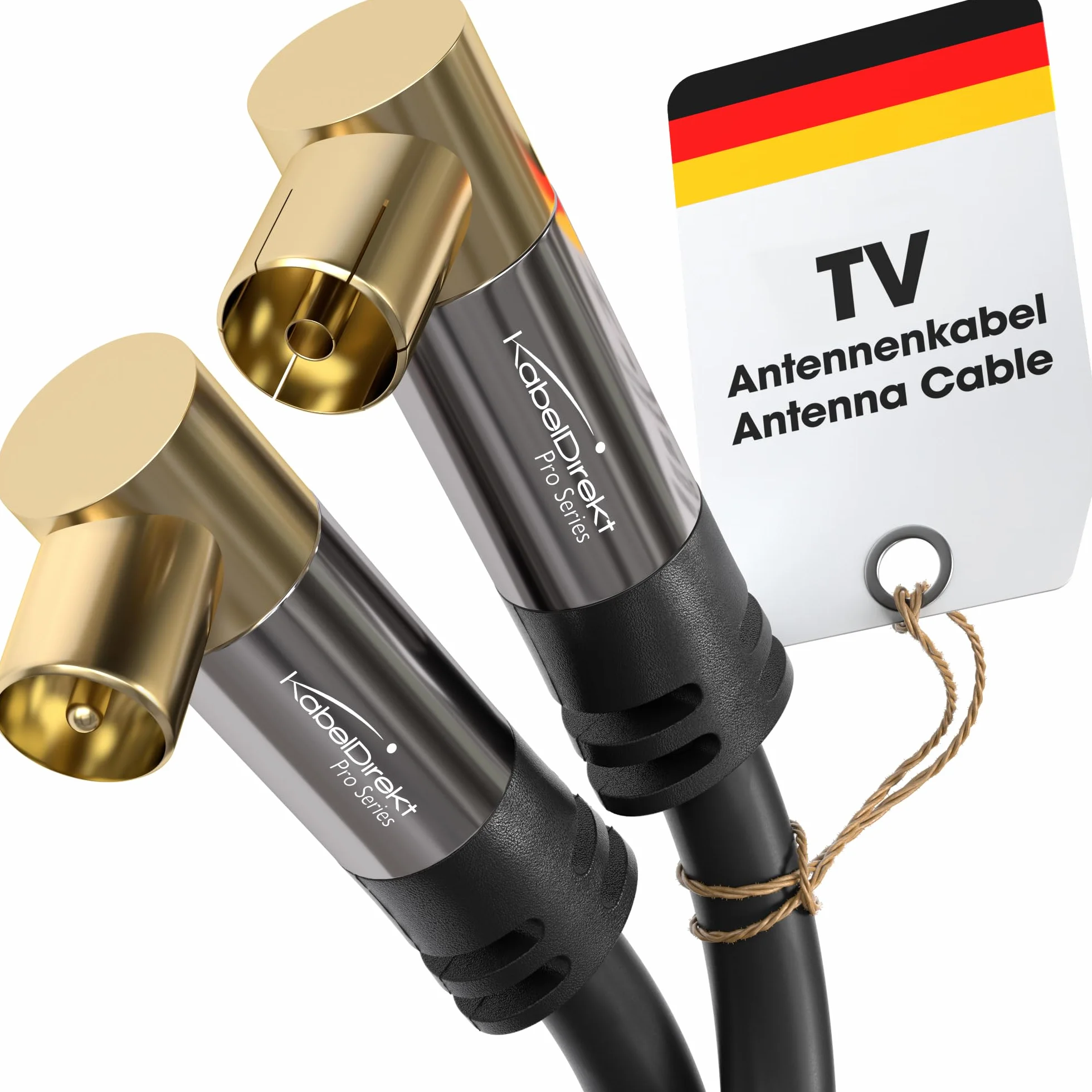 KabelDirekt – Cable Antena TV 4K, Cable Coaxial – 90° acodado – 0,5m – TV digital y analógico – Disponible en 0,5-20m (Enchufe acodado/Toma acodada, para DVB-C/DVB-T/DVB-S, negro)