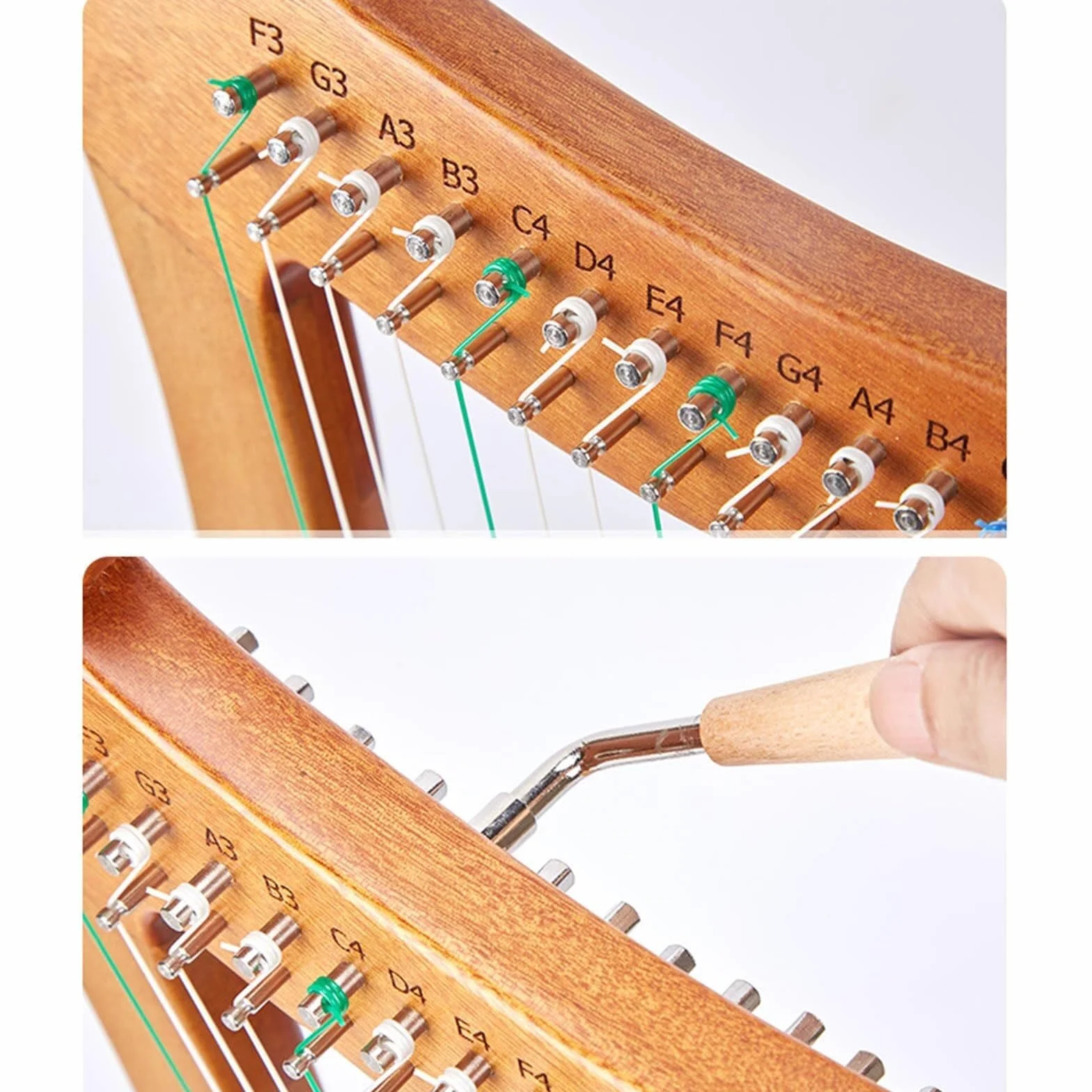 Arpa irlandesa celta, 19 cuerdas, arpa de palanca de madera de caoba, 3 agujeros de sonido, con llave de afinación y bolsa, para resonancia rica, para adultos, principiantes y músicos profesionales