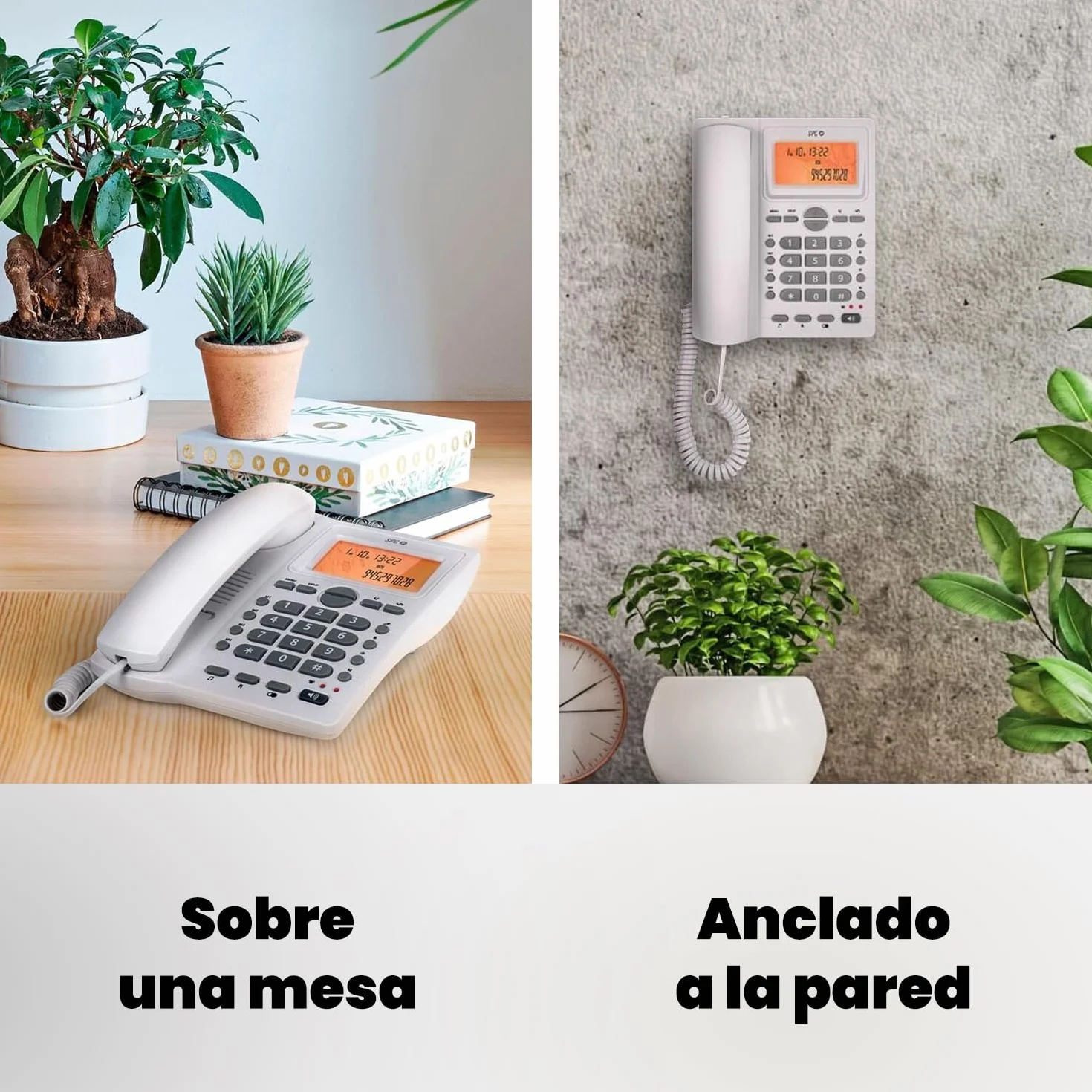 SPC Office ID 2 Teléfono Fijo Pantalla iluminada Manos Libres Identificador Llamadas Blanco