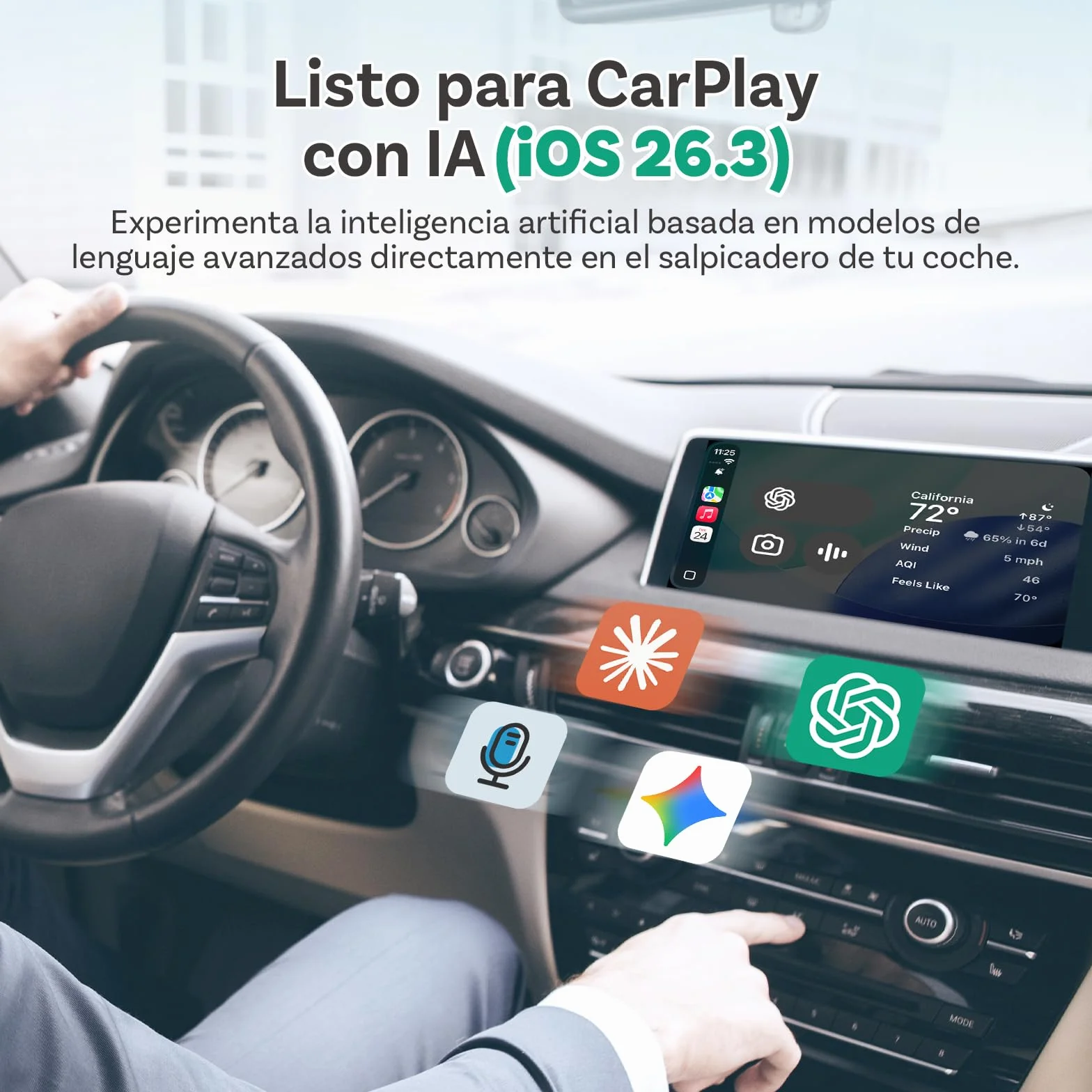 OTTOCAST Mini Pico 2026 Adaptador Inalámbrico CarPlay y Android Auto, Botón Inteligente, 5-8s Conexión Automática, USB-A/C, Actualización OTA, Conexión con Cable a Inalámbrica (iOS 10+/Android 11+)