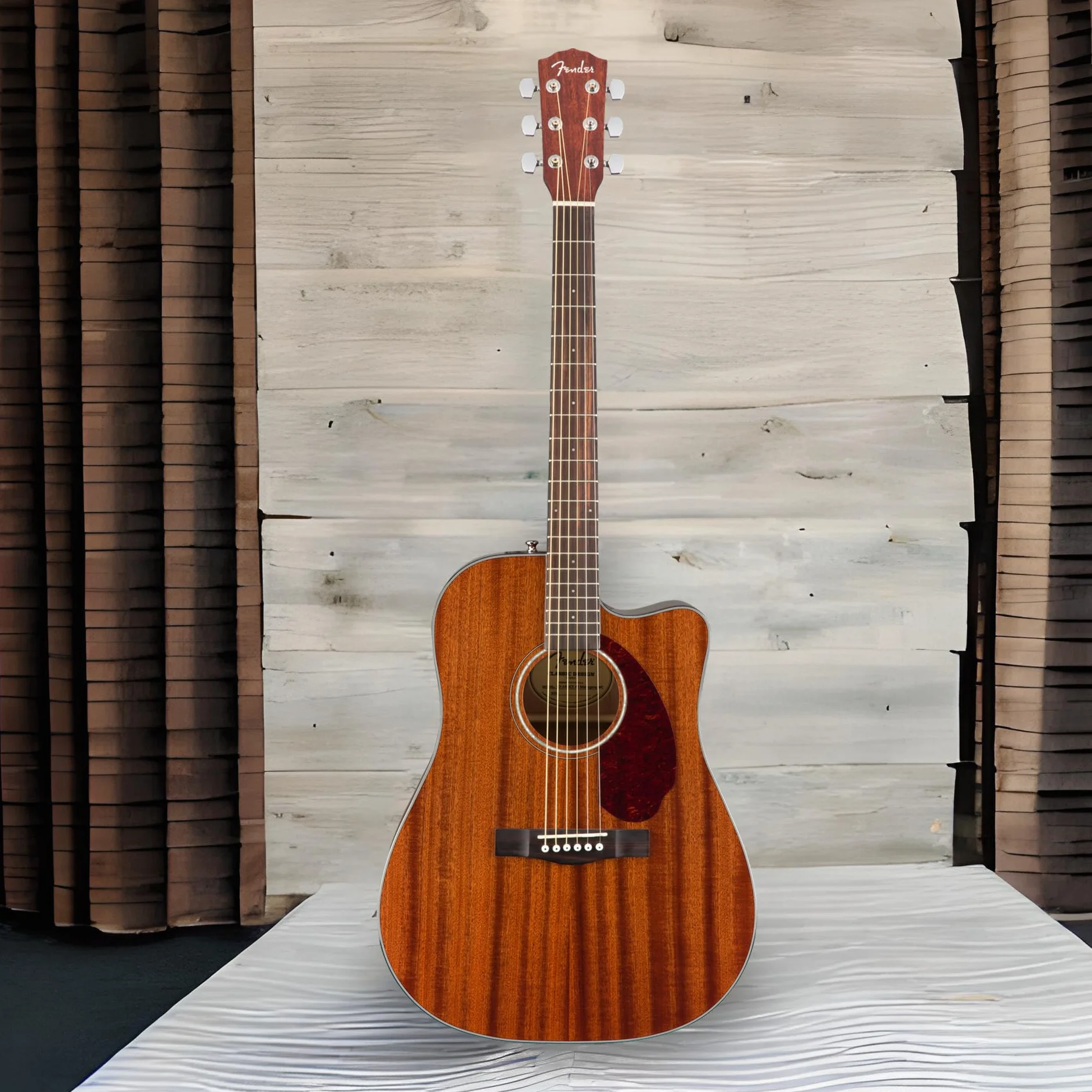 Fender CD-140SCE Dreadnought Guitarra Acústica Electrificada, Caoba Natural, con Estuche Rígido, Incluye cursos virtuales gratuitos en Fender Play