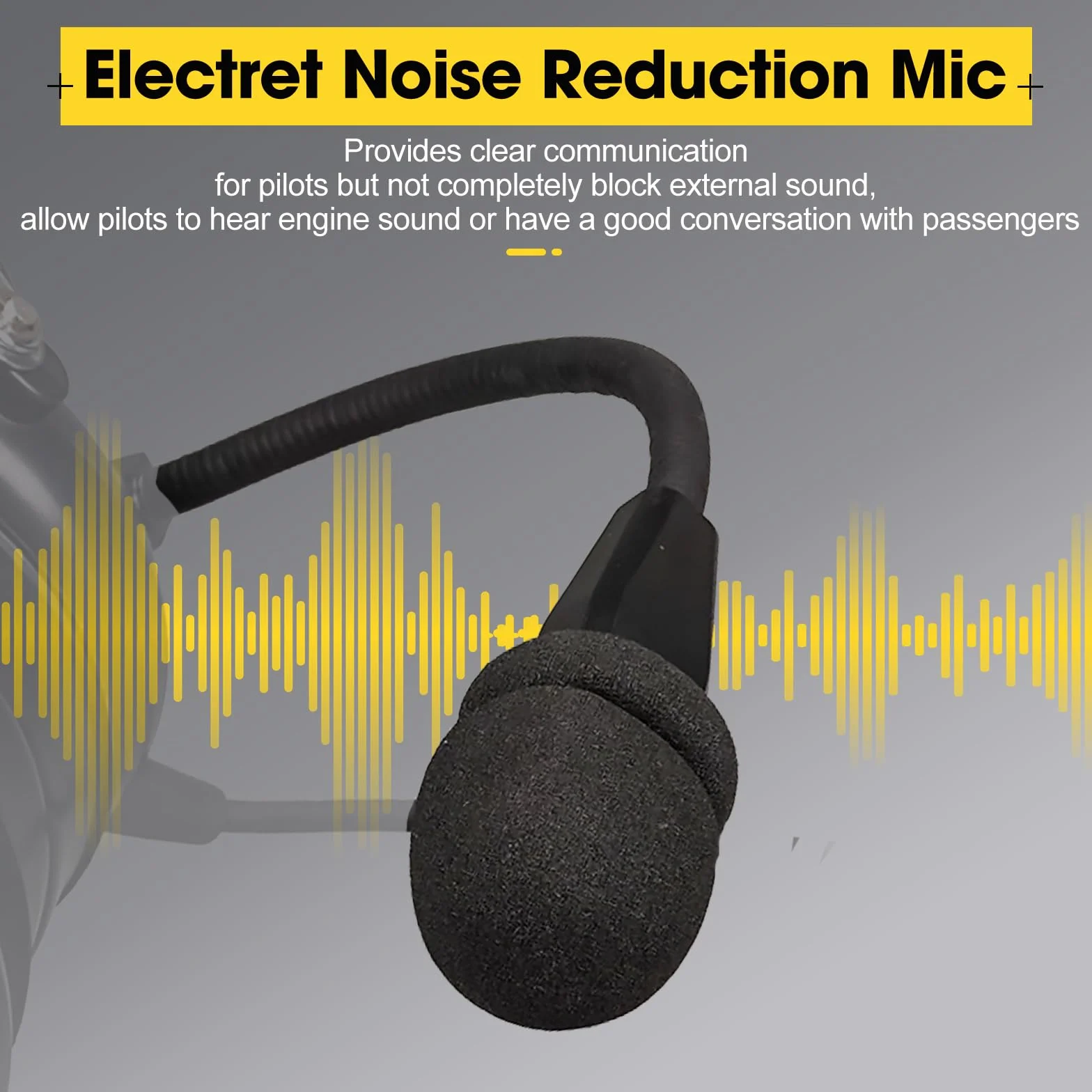 Retevis EHG001 - Auriculares de aviación Premium para Pilotos, Mono y estéreo, reducción de Ruido pasiva, micrófono con cancelación de Ruido, reposacabezas de Gel para Orejas, Diadema de Ajuste