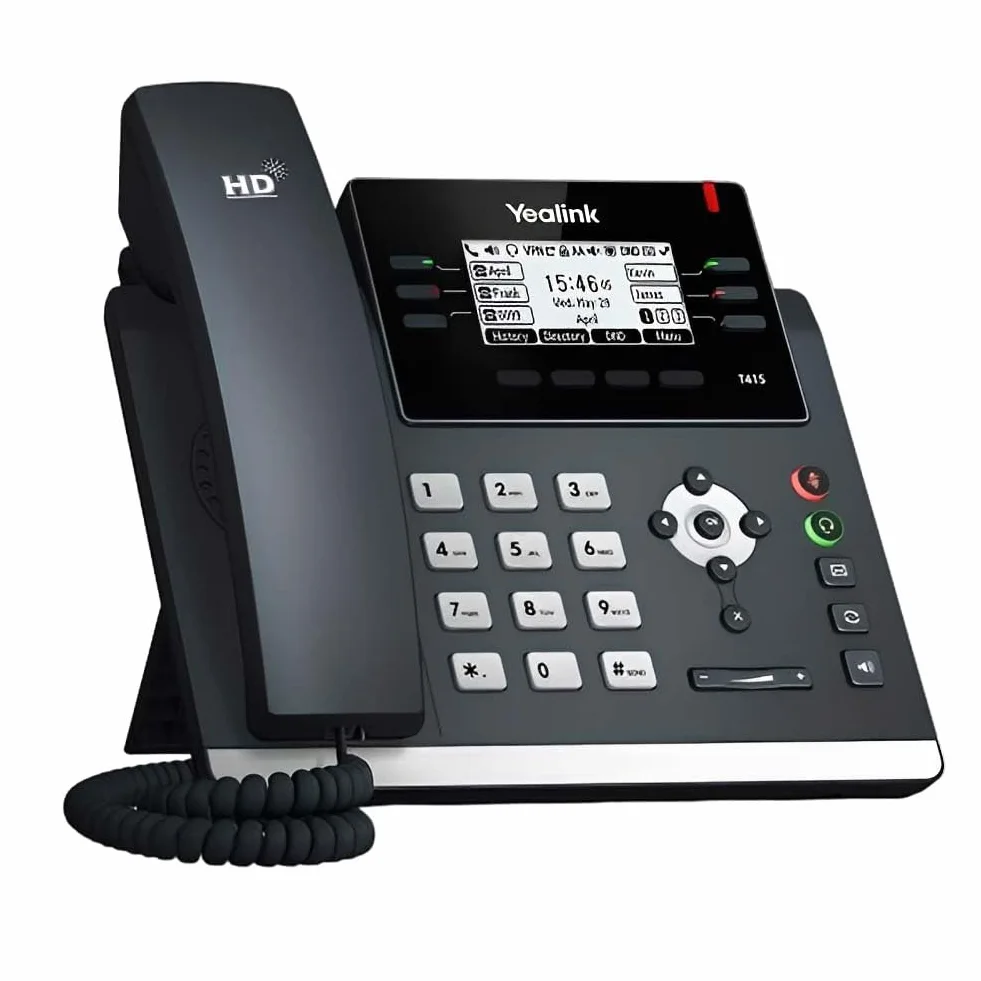Yealink SIP-T41S Telephone VoIP Pantalla LCD HD Grande 6 Cuentas SIP Reacondicionado