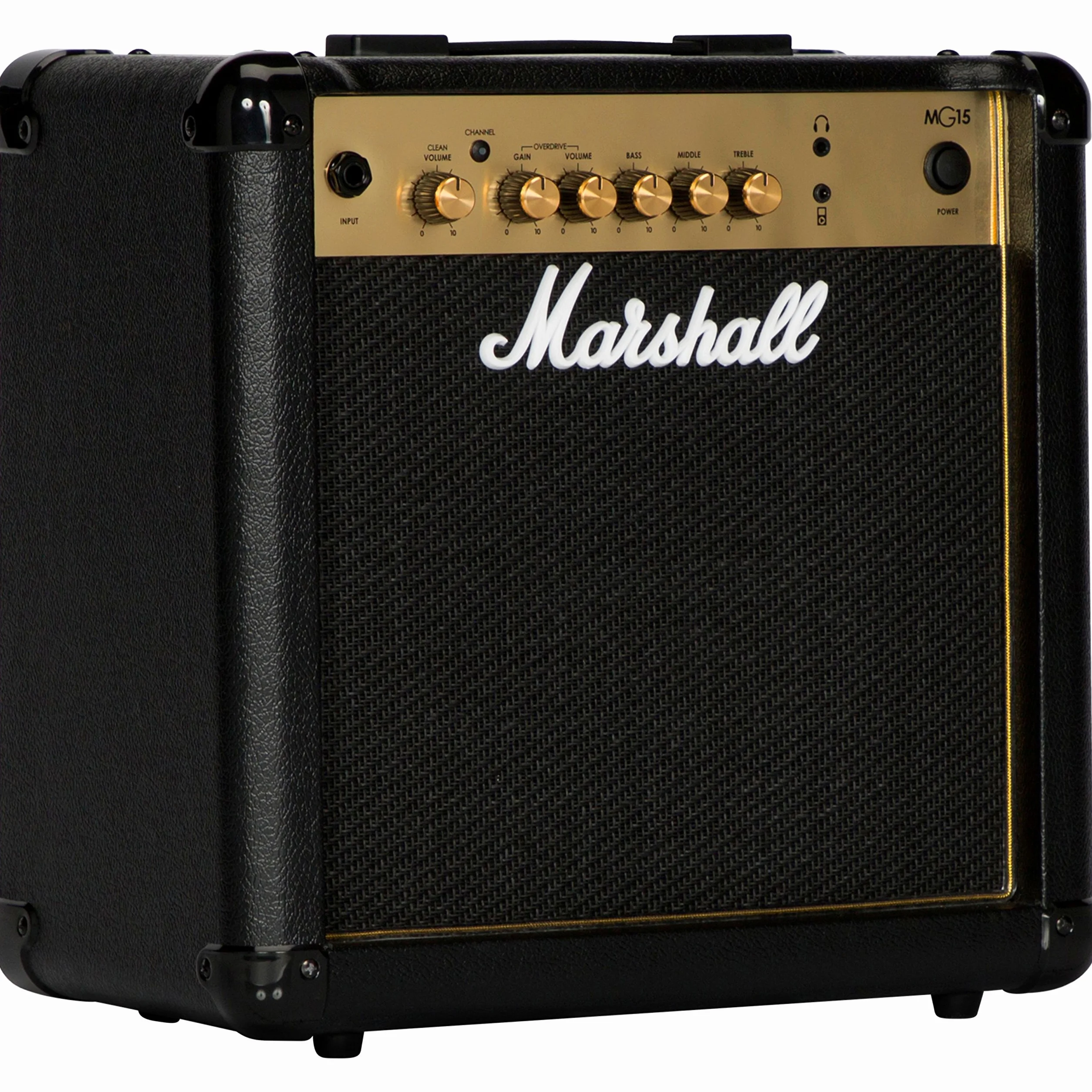 Marshall MG15G Amplificador de práctica adecuado para guitarra eléctrica, negro y dorado, Standard, 15W
