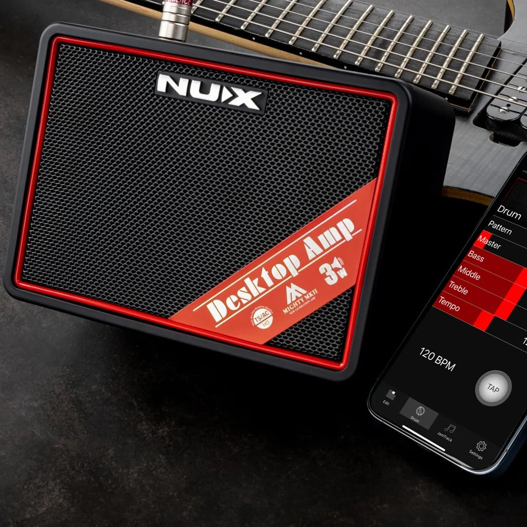 NUX Mighty Lite BT MKII Amplificador portátil de Escritorio para Modelado de Guitarra/bajo, 3 vatios, 512 muestras IR, 7 Bloques de Efectos (MKII)