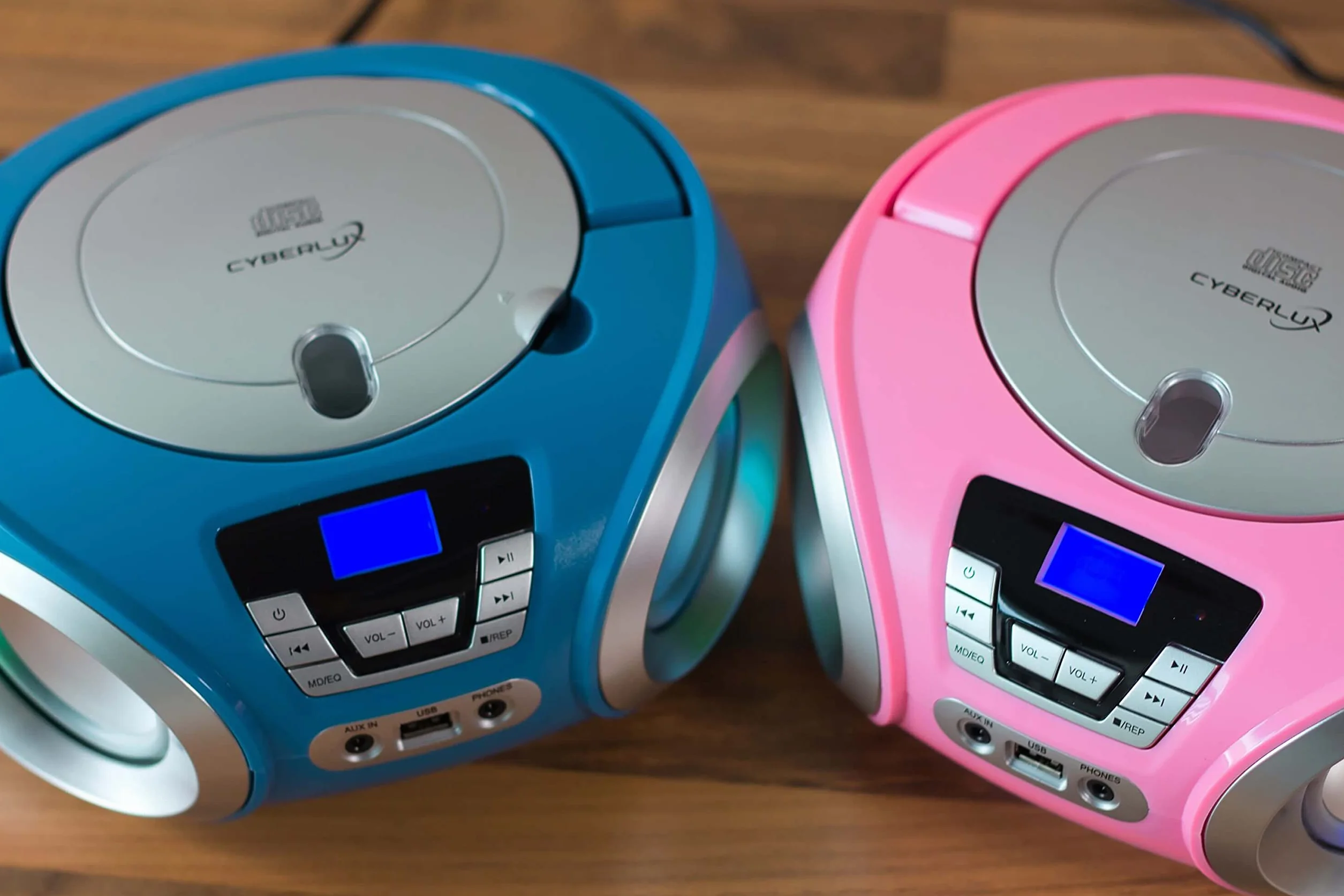 Reproductor de CD con iluminación LED | Toma para Auriculares | Radio estéreo portátil | Radio Infantil | estéreo | USB | Reproductor de CD/MP3 | Radio FM | Conector para Auriculares | Entrada AUX