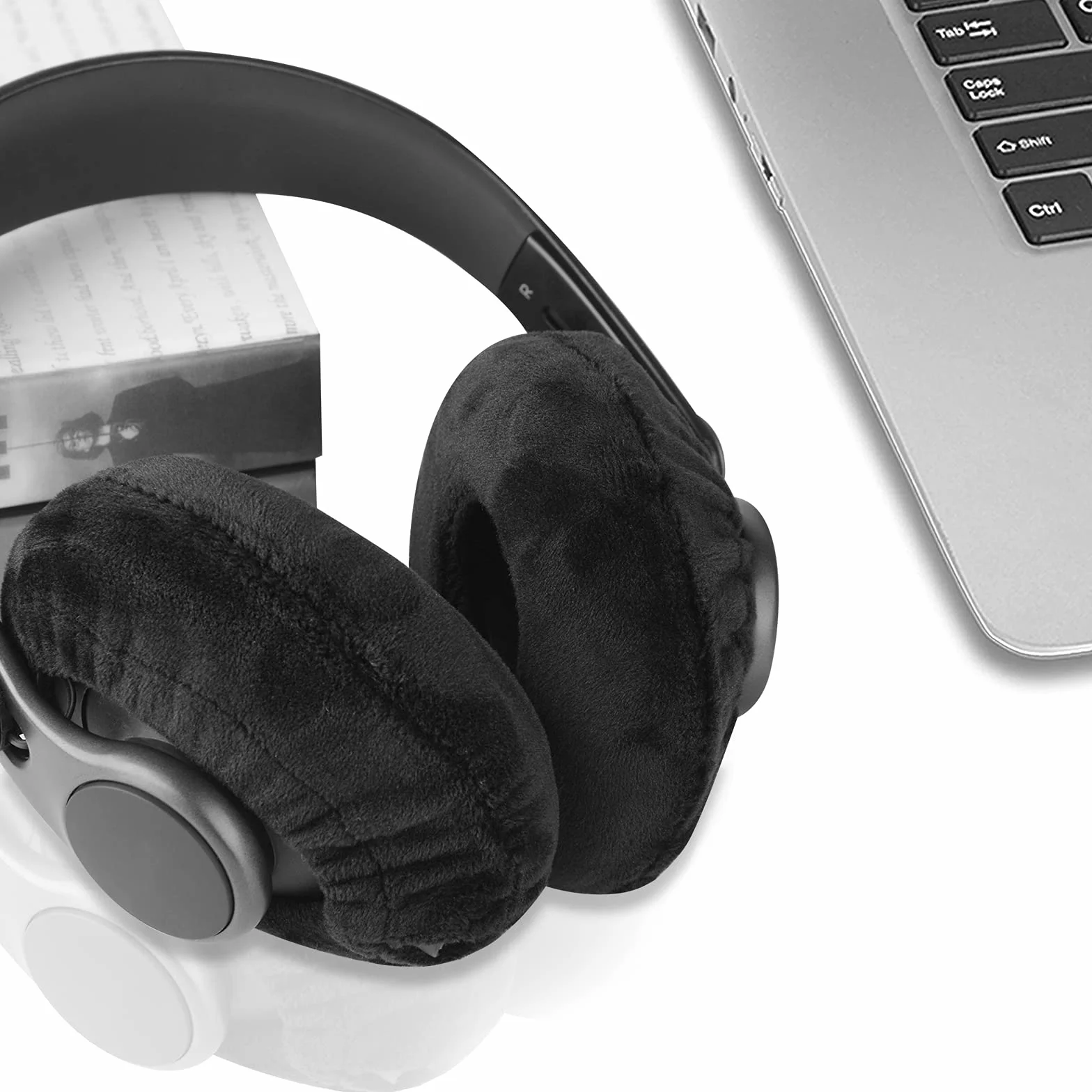 GEEKRIA 2 Pares de Fundas de Terciopelo para Auriculares, Protectores Sanitarios Lavables y elásticos para Almohadillas para Auriculares supraaurales, Cubierta contra el Sudor para Calidez y c