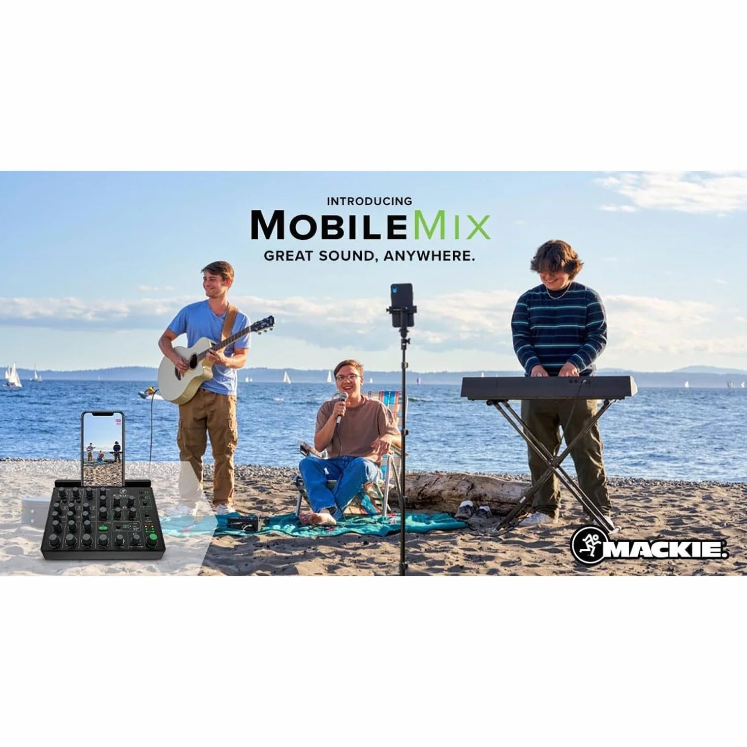 MACKIE MobileMix mezclador de 8 canales alimentado por USB para producción audiovisual, sonido en directo y streaming con instrumentos, micrófonos y Bluetooth
