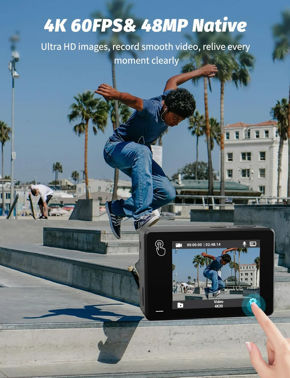 Apexcam X80pro Cámara De Acción 4K60FPS 48MP Ultra HD WiFi Impermeable 40m Doble Pantalla EIS Control Remoto 2x1350mAh
