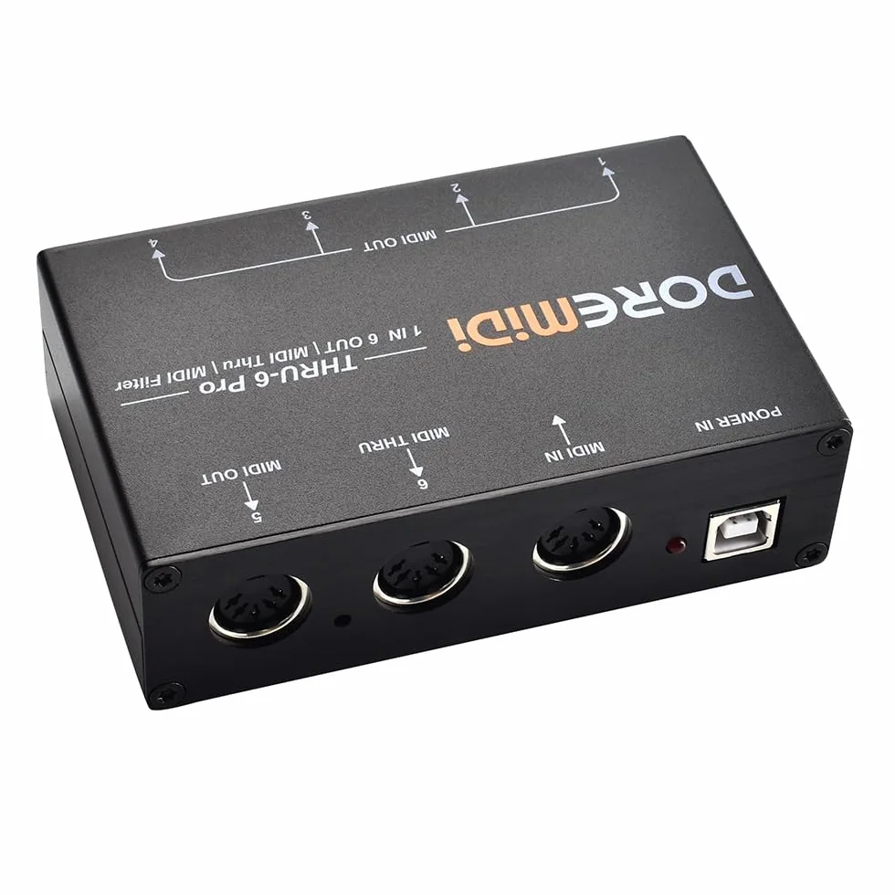 MIDI DOREMiDi THRU-6 Pro Box divisor y filtro para convertir 1 entrada en 6 salidas MIDI + salida USB