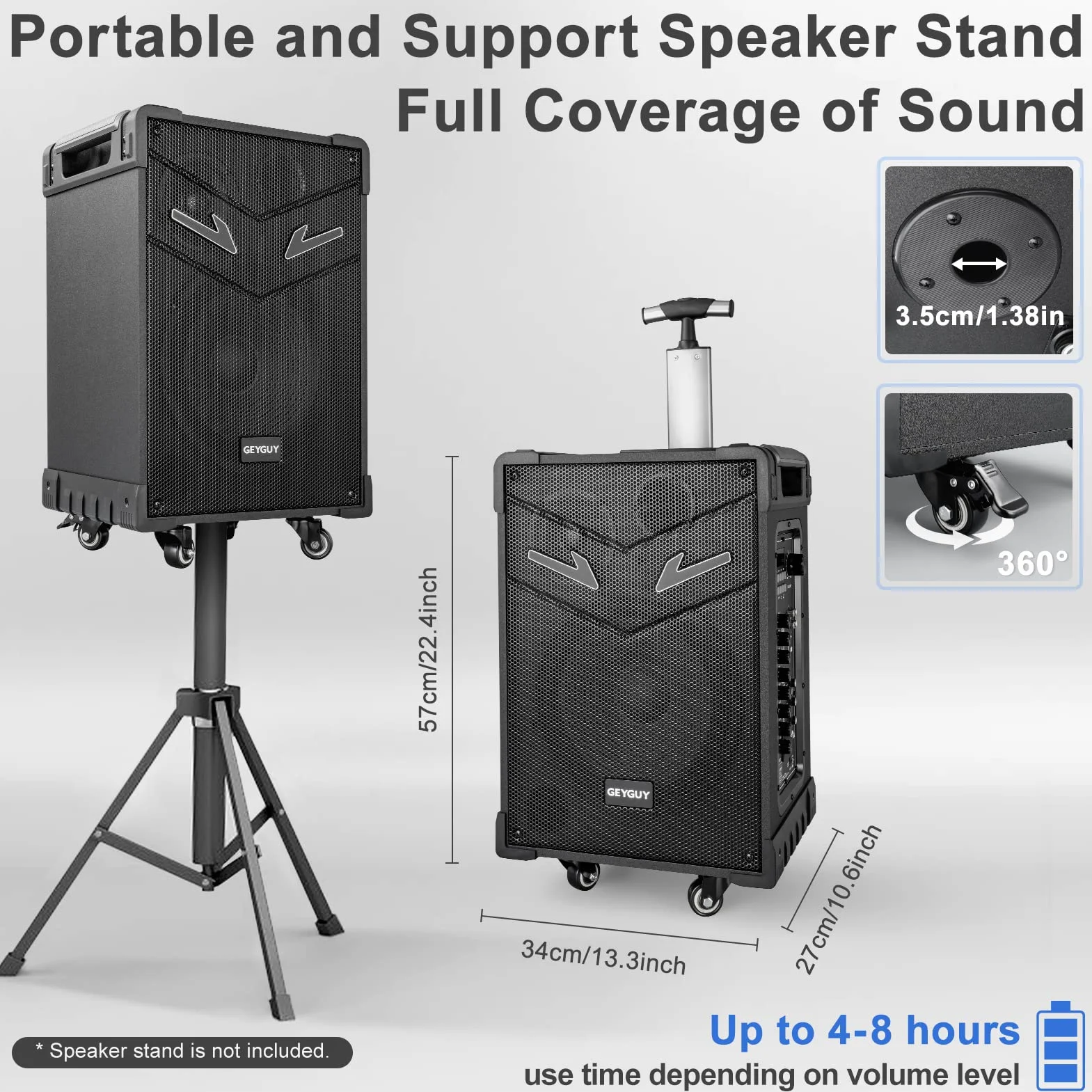 Máquina de Karaoke Adulto, Altavoz Bluetooth Portátil c/ 2 Micrófonos inalámbricos, Sistema PA c/TWS para Fiestas Grandes, Exterior, Sonido estéreo para Eventos masivos, soporta USB/TF/Rec/AUX/FM