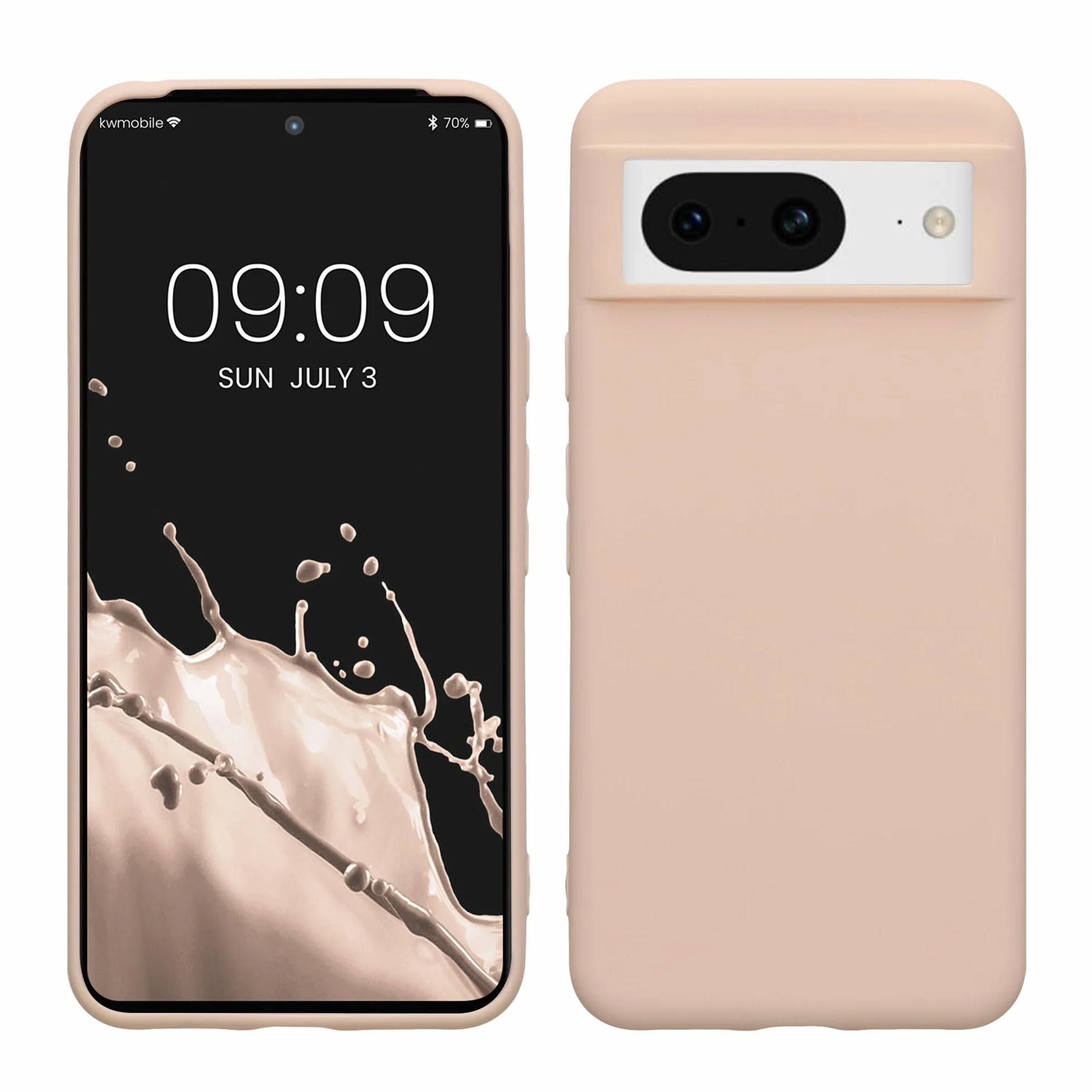 kwmobile Funda para Google Pixel 8 Carcasa - Ultrafina de TPU y Silicona con Bordes elevados anticaídas - Beige Rosa Claro