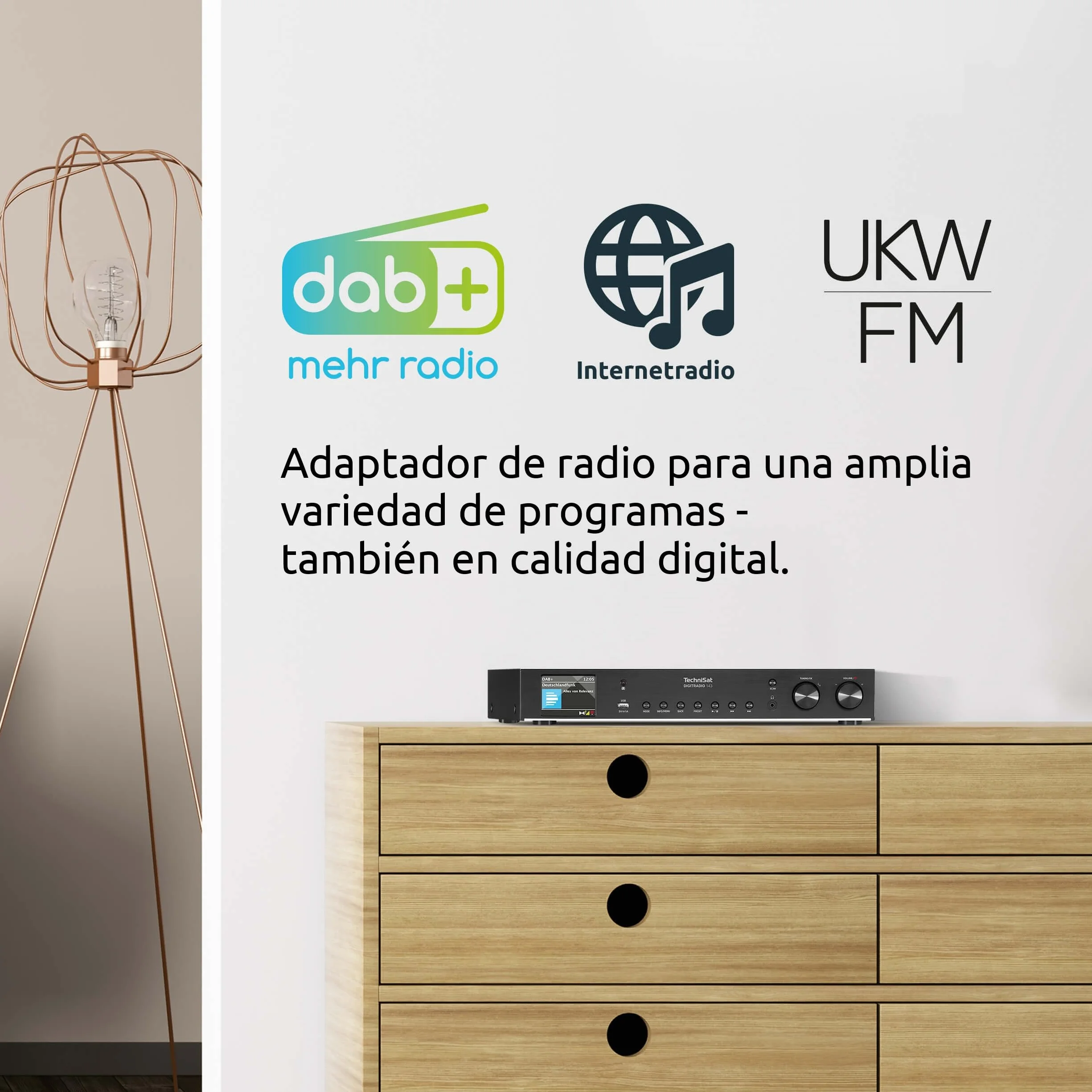 TechniSat DIGITRADIO 143 (V3) - Sintonizador HiFi de Radio por Internet (Radio Digital Dab+, transmisión de Audio Bluetooth, Spotify Connect, Antena de Lanzamiento, Control Remoto, Ancho de 43,5 cm)