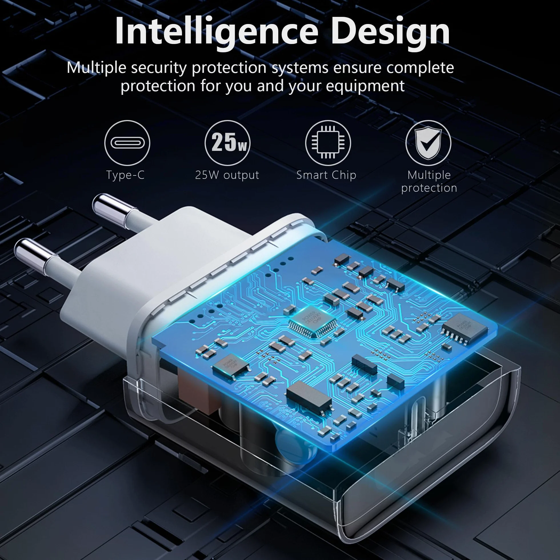 Cargador USB C 25W Carga Rapida para iPhone 14/14 Plus/14 Pro/14 Pro Max/13/12/11/X/XS MAX/XR/SE/8/7/6 con Cable 2M Enchufe Pared