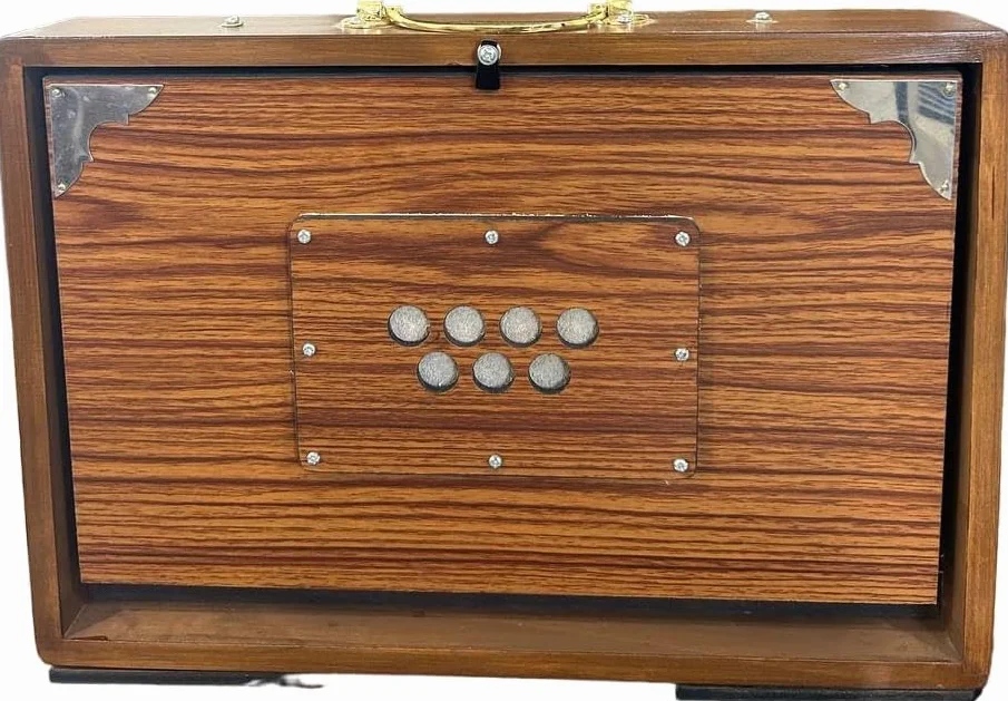 Shruti Box Caja de madera de teca, caja Shruti para instrumentos musicales con bolsa afinada 440Hz, color natural (15 x 10 x 3 pulgadas)