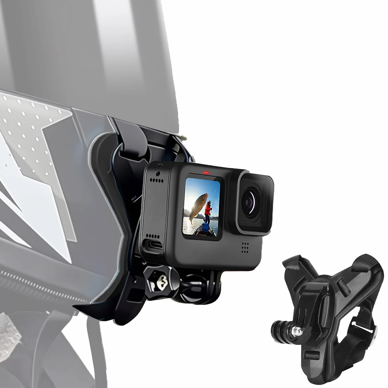 Soporte Casco de Moto Mento para GoPro Hero 13 12 11 10 9 8 7 6 5 para dji OSMO Action 5 Pro 4/3 para Session Soporte de Cámara de Gancho J Silicona Antideslizante Cámara de Acción Accesorios