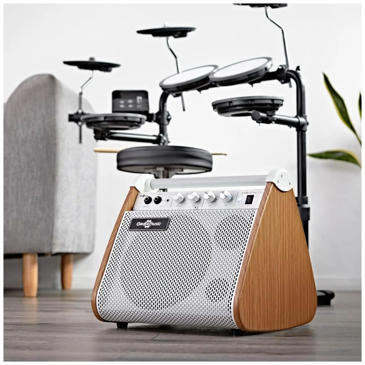 VISIONAMP Amplificador de Batería Electrónica y Teclado de Piano Electrónico Portátil de 50W - Blanco