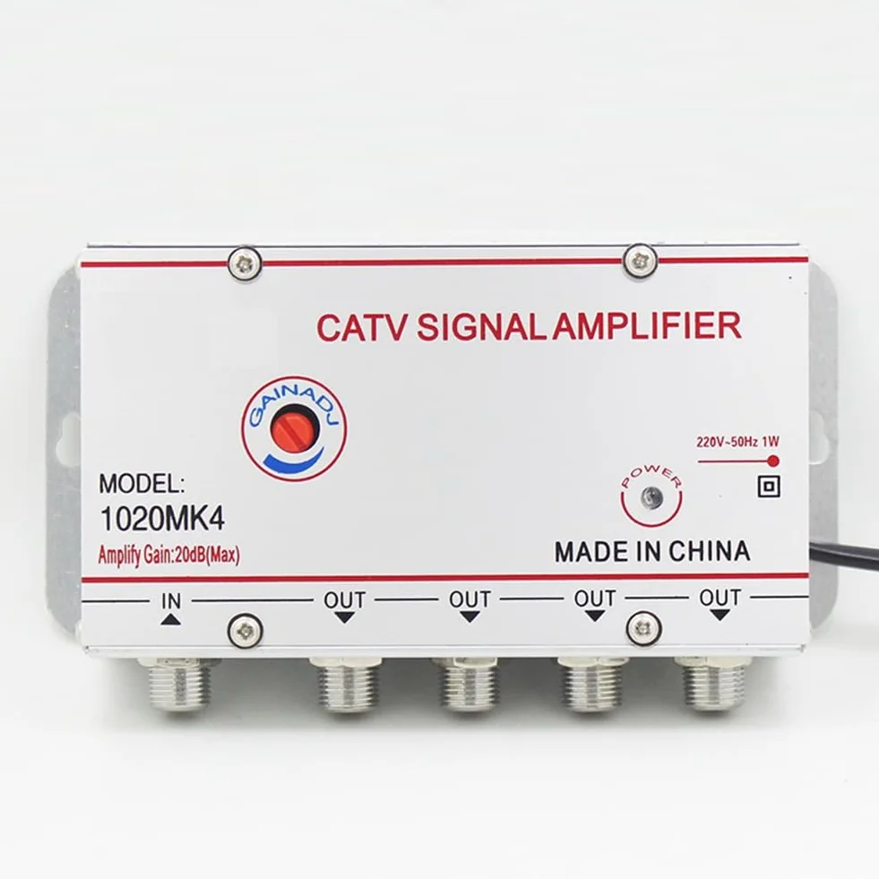 Amplificador Divisor de TV por Cable de 20 DB, Amplificador de Señal de Antena de TV Digital para Equipos de TV Domésticos de 45 MHz A 860 MHz, 1 Entrada y 6 Salidas, Enchufe UE.