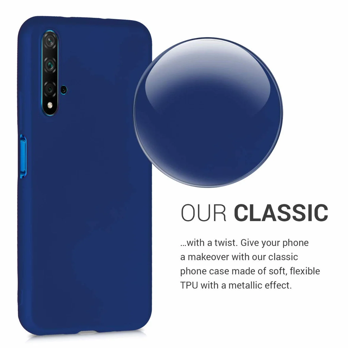 kwmobile Funda para Huawei Nova 5T Carcasa TPU y Silicona Ultrafino Antigolpes Azul Metalizado