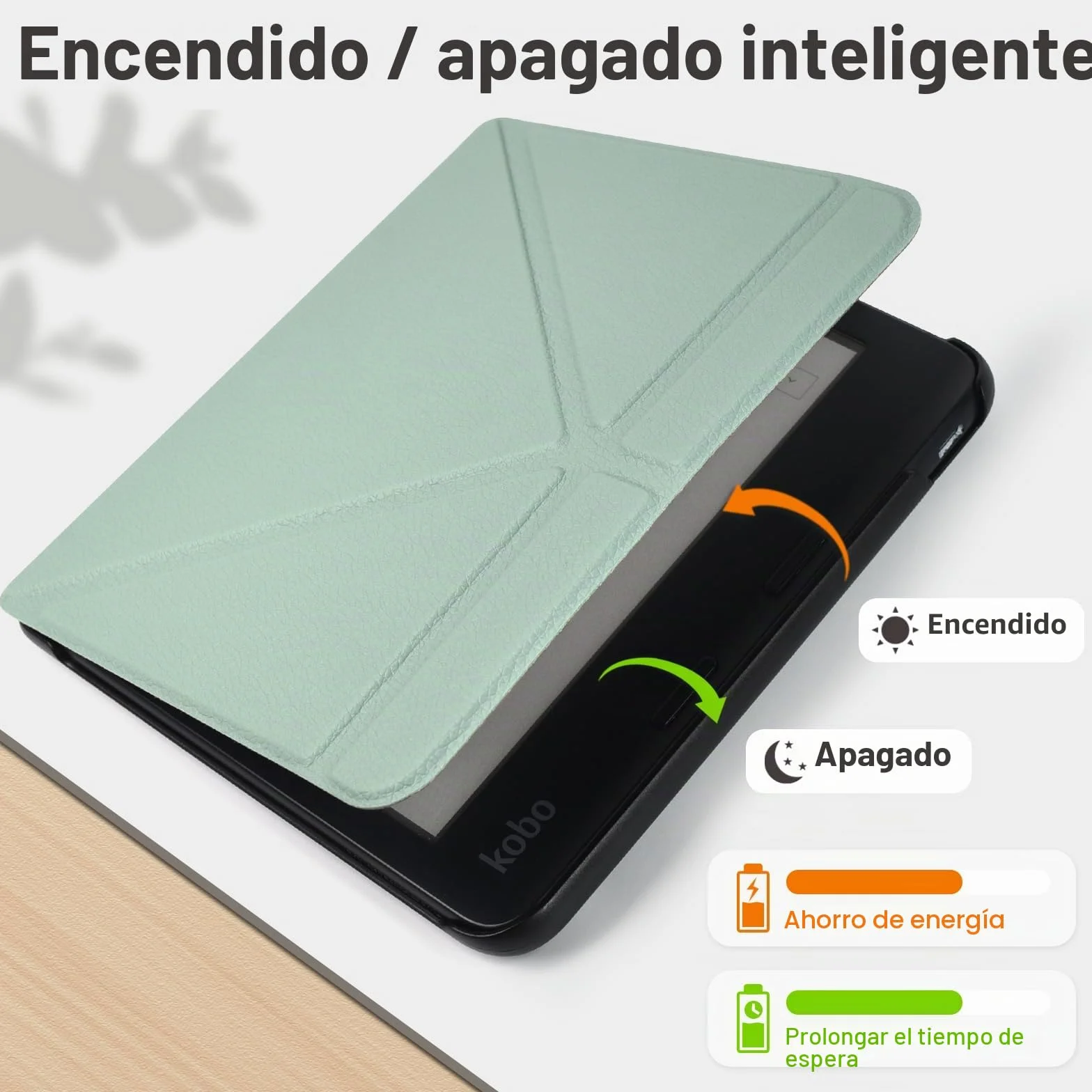 Funda para Kobo Libra Colour, Tolino Vision Colour 2024, Cubierta Plegable con Suspensión/Activación Automática, Verde Esmeralda
