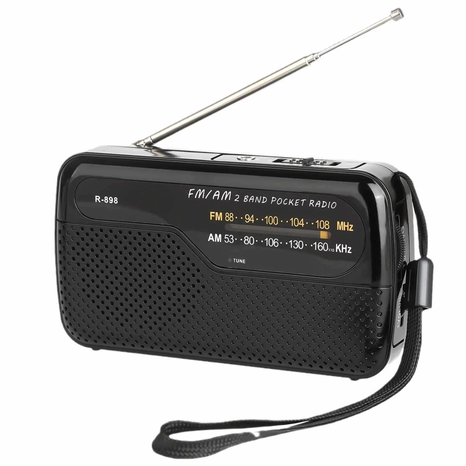 Radio de Portátil, Radios de Transistor Am FM Bolsillo Portátil Funciona con 2 Pilas AA, Radio de Pequeña de Bolsillo Viaje FM,Altavoz Fuerte,Uso en Interiores, Exteriores. (Negro)