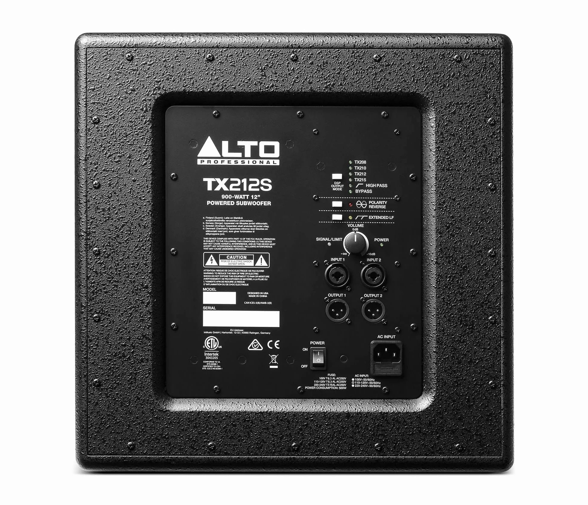 ALTO TX212S - Subwoofer Activo 12" 900W con DSP, Selector para Altavoz PA Complementario y Amplificador de Clase D, Sin Sobrecargas, Negro