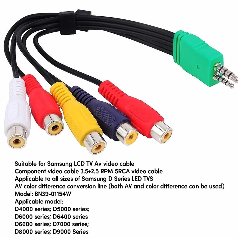 Cable de video de 3,5 mm y 2,5 mm para BN3901154 LEDComponent, cable adaptador de componente de video, cable adaptador de 20 cm de largo