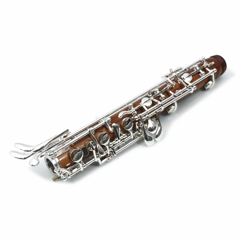 Llave C profesional para oboe de ébonita/palisandro, bifurcada, 3ª octava, llave F izquierda (plateado)