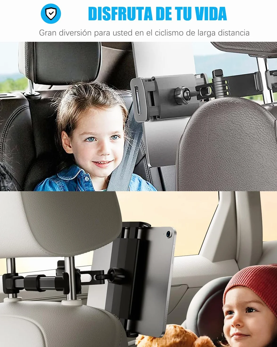 Soporte Tablet Coche,Soporte Reposacabezas Asiento Trasero para automóvil 360°Rotación Soporte de Montaje Extensible para iPad Air Mini 2 3 4,Pad 2018 Pro 9.7,10.5, Tableta de 4.4-13.6 Pulgada