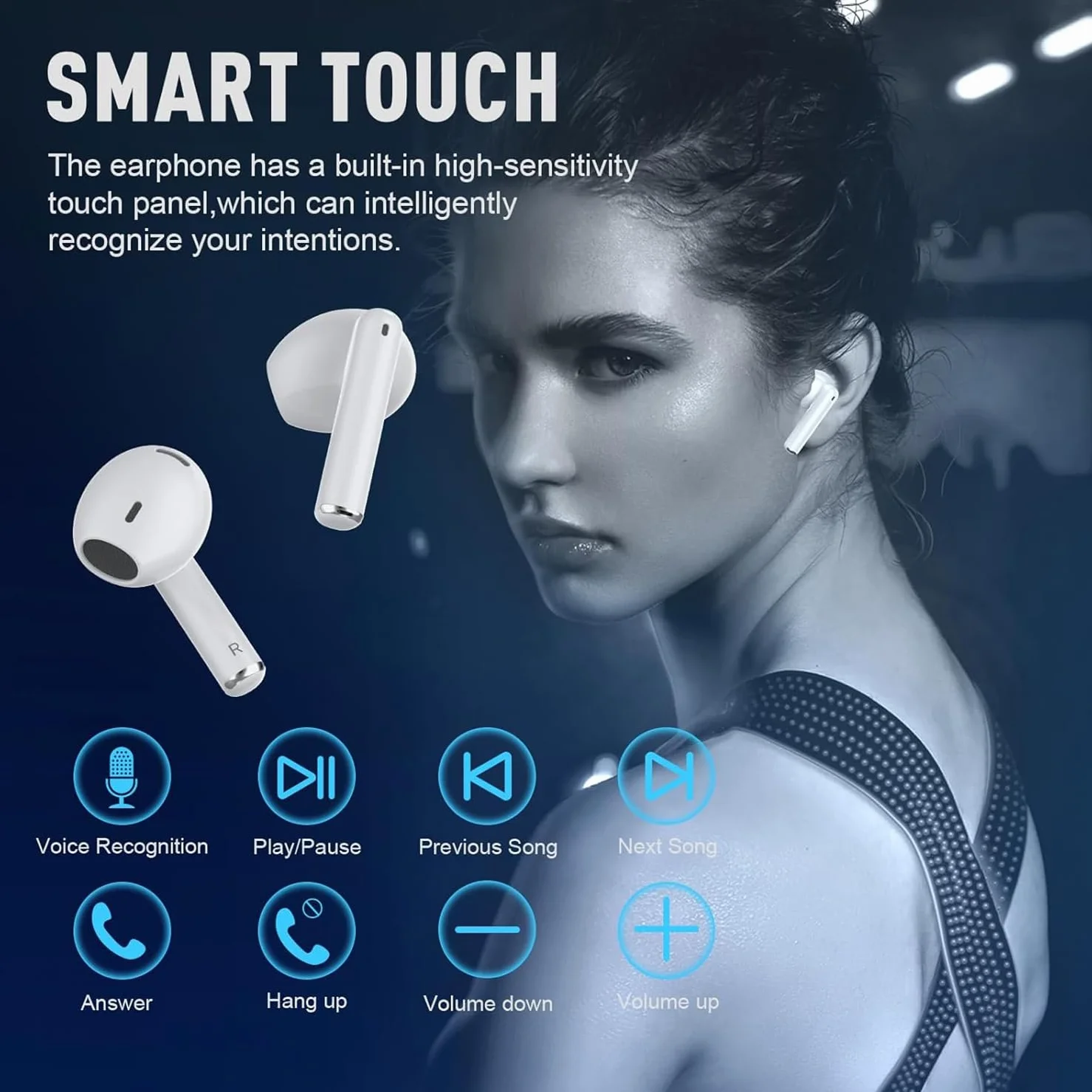 Auriculares Inalámbricos Bluetooth 5.3 con Cancelación de Ruido HD Mic, 50H HiFi Estéreo, IPX7 Impermeable