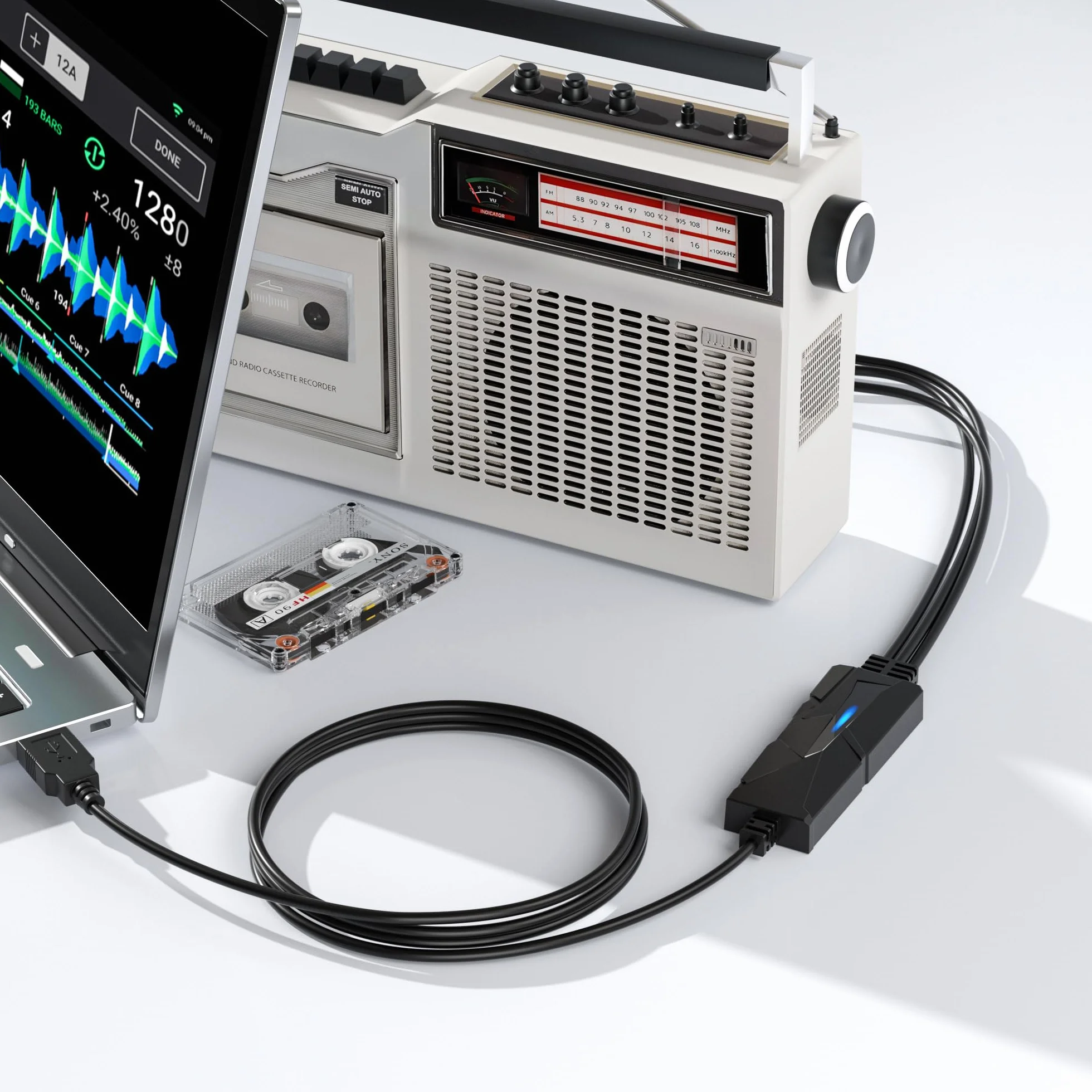 DigitalLife Tarjeta de Captura de Audio USB-C, Convertidor Analógico a Digital RCA 3,5 mm, Transferir Cintas Casete a MP3, Compatible Windows 11 macOS Linux