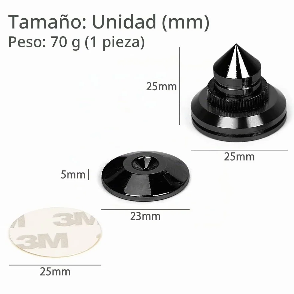 8 Picos de Aislamiento para Altavoces Puntas de Altavoz de Aleación de Almohadilla de Base de Choque del Altavoz Pinchos para Altavoces, Negro