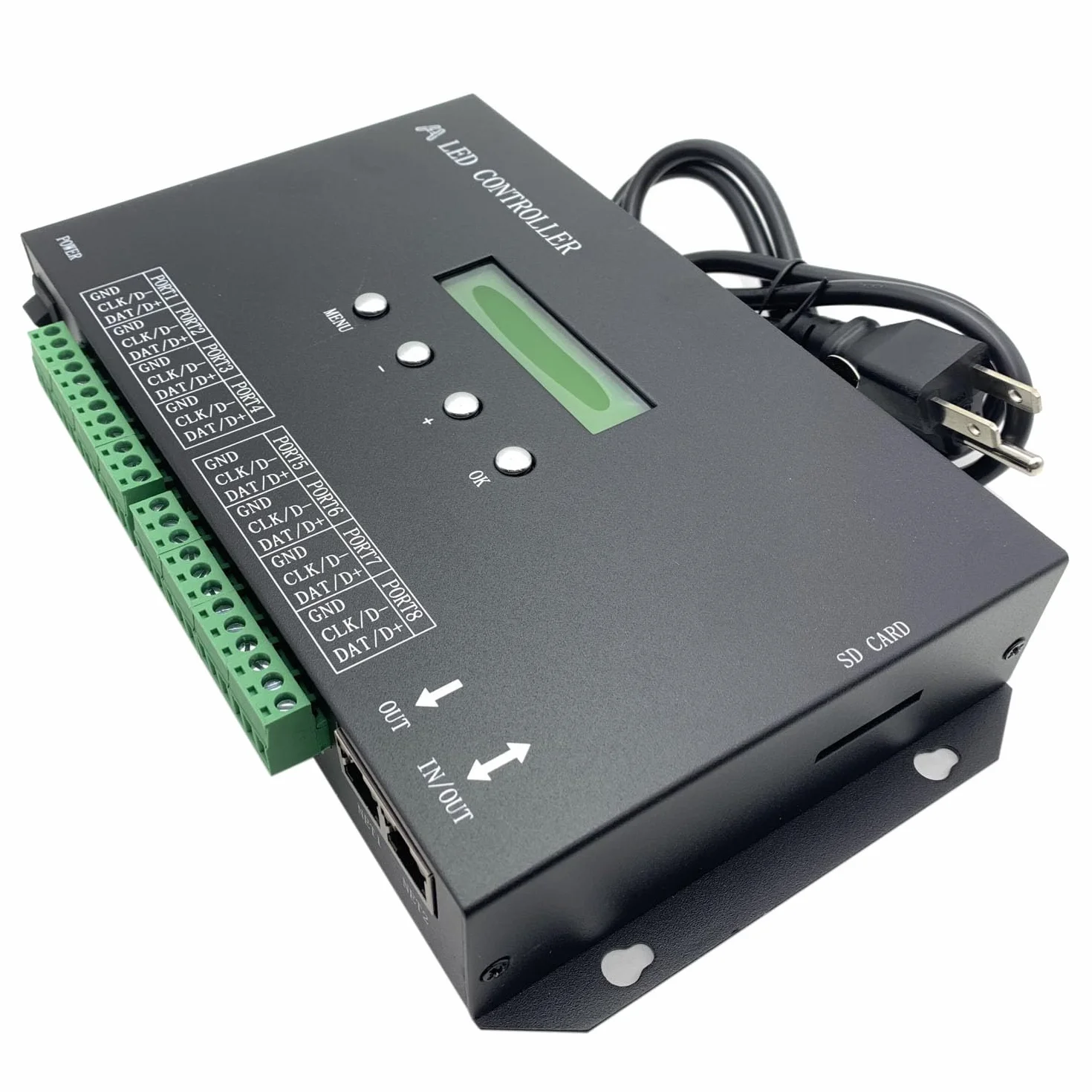 H807SA 8CH artnet/dmx a spi led pixel controlador con tarjeta SD para WS2811 WS2812B WS2815 WS2813 apa102 tira LED