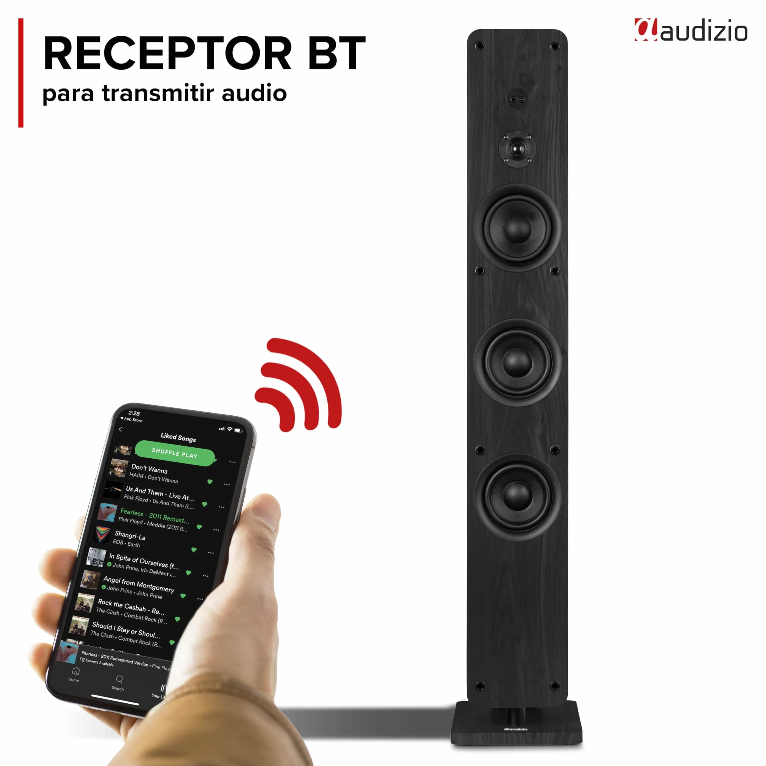 Audizio Arco Altavoz Bluetooth Potente 160W Torre con Amplificador Incorporado Negro