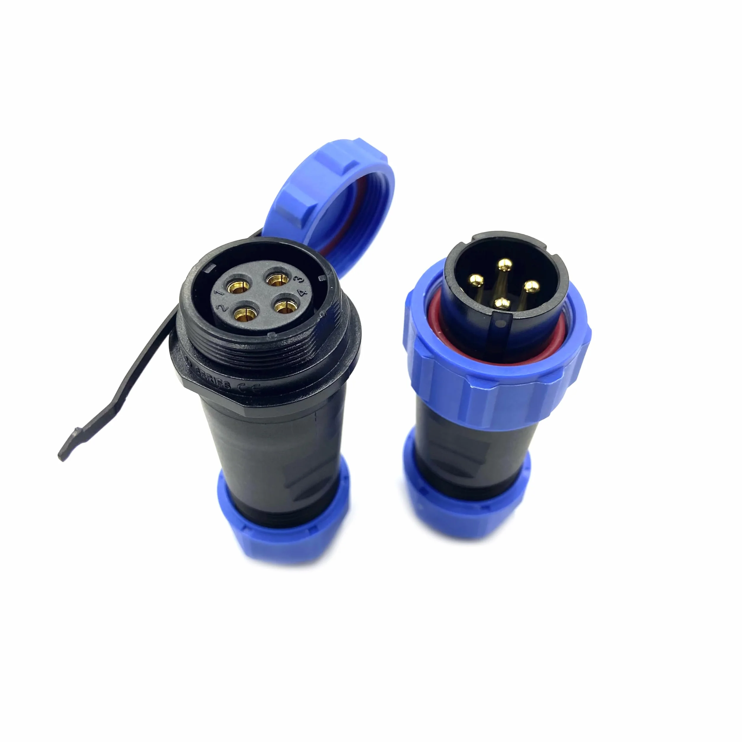 Conector Enchufe de aviación SP21 de 4 pines, IP68 Enchufe de aviación sin soldadura impermeable y a prueba de polvo para lámparas exteriores utiliza 500V 30A (engarzado de tornillo de cable 12 AWG)