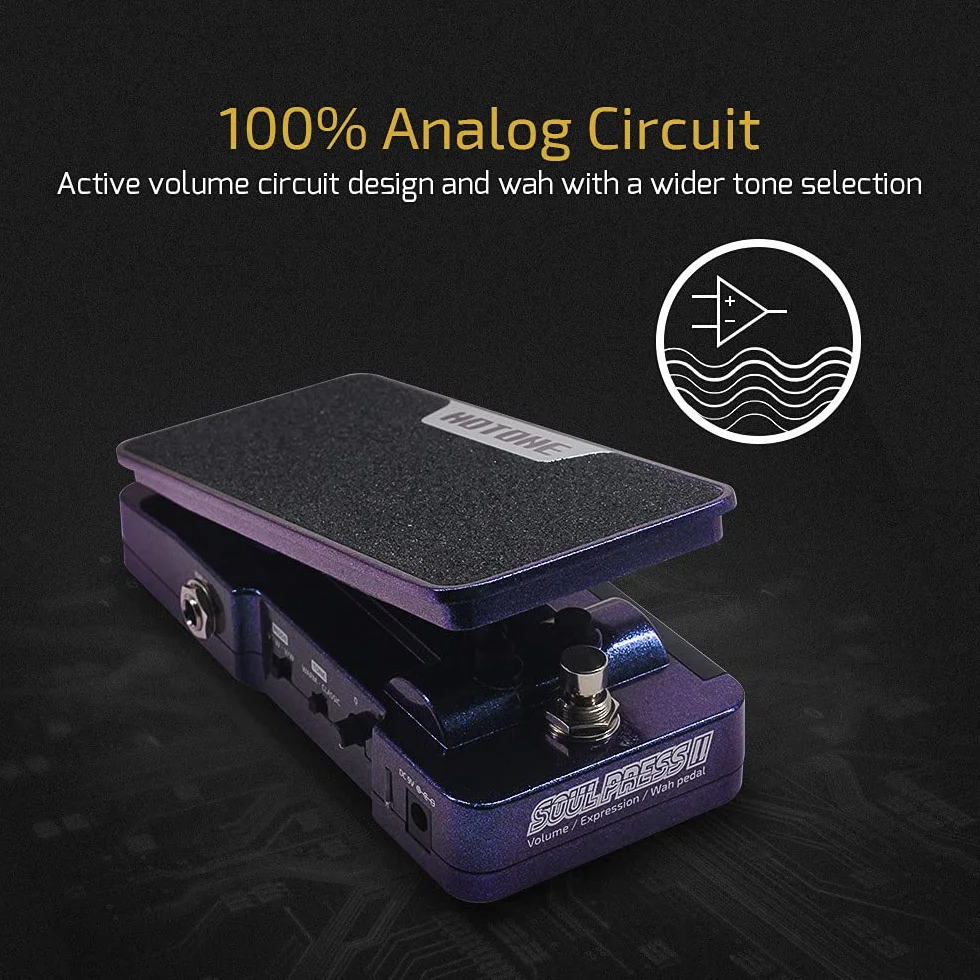 Hotone Wah Volumen activo Expresión pasiva Pedal de efectos de guitarra conmutable 4 en 1 con pedal de efectos de guitarra visible Soul Press II