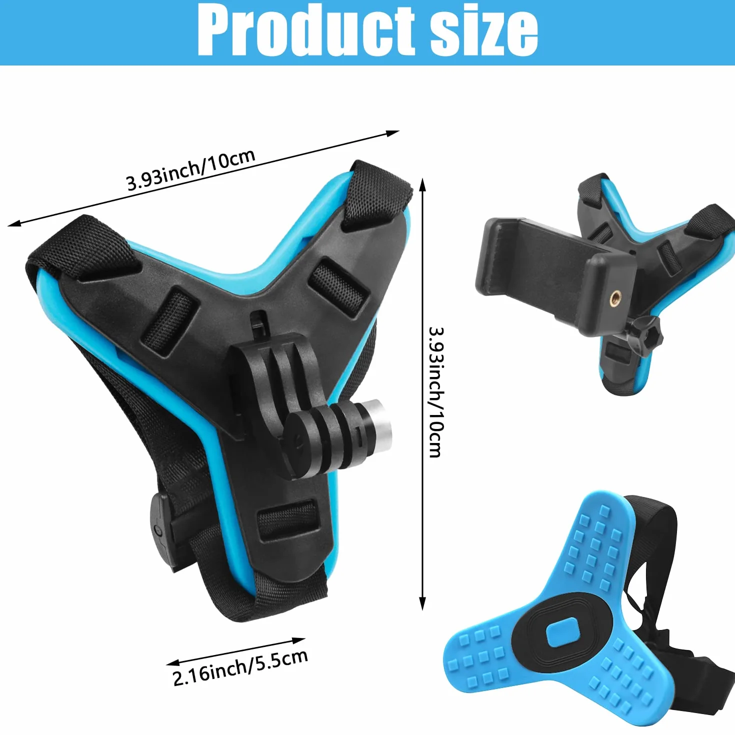 Soporte para Casco de Motocicleta, Soporte de Correa para Casco de Motocicleta, Ajustable, Soporte Camara Casco Moto Compatible con GoPro y la Mayoría de Cámaras de Acción