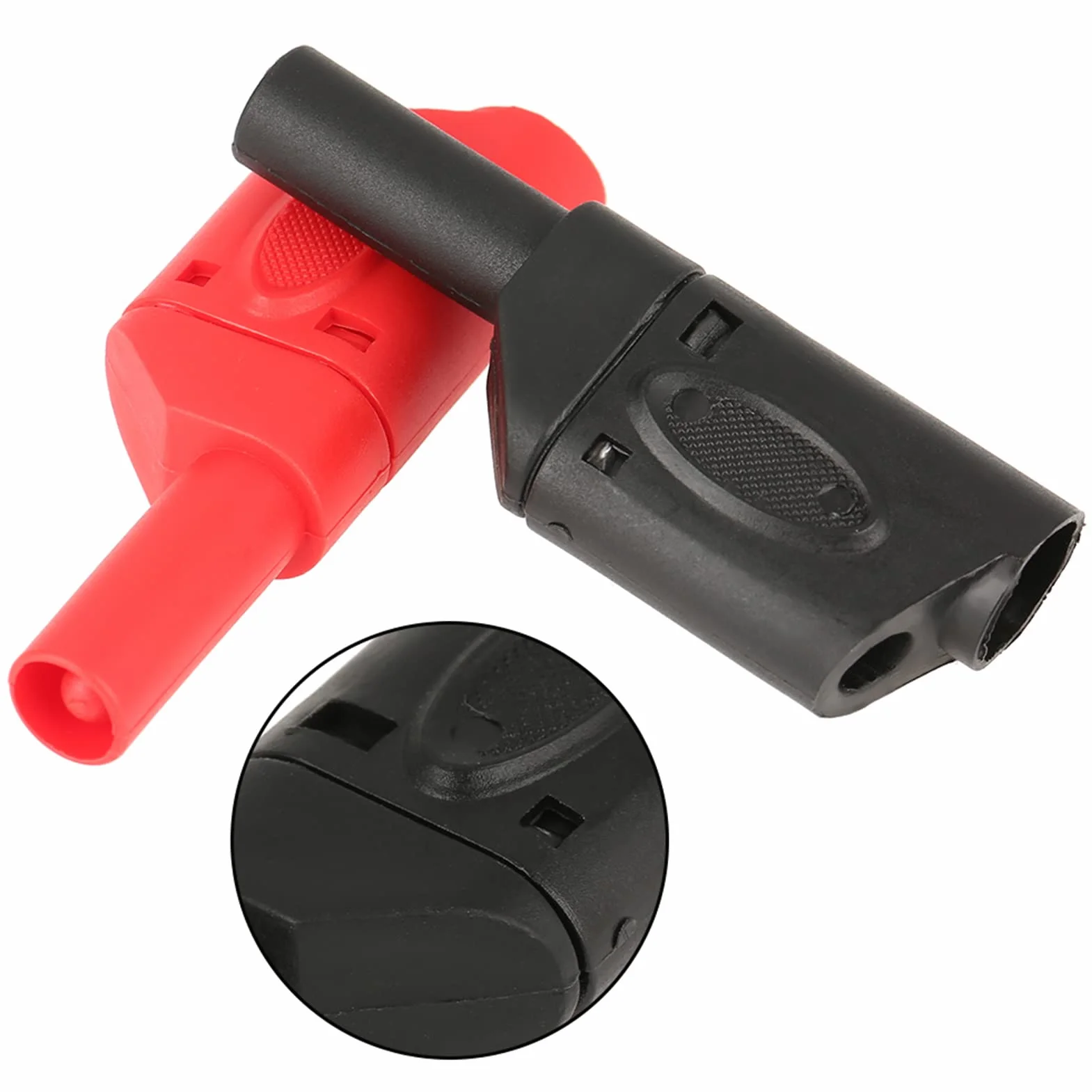Conectores Banana 4mm Apilables Aislados Seguridad - 10 Unidades (Rojo y Negro) - YWBL-WH