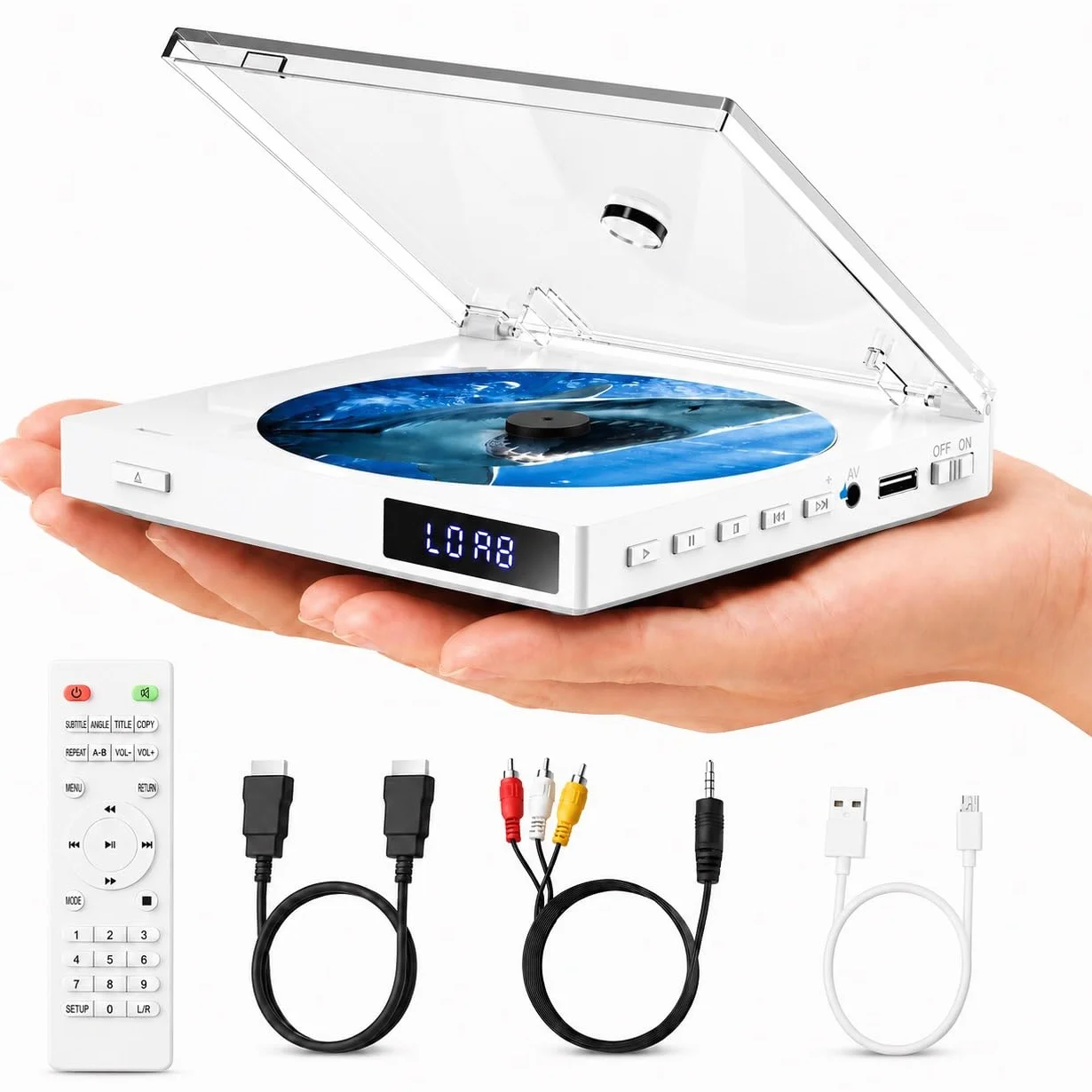 Reproductor de DVD Mini HDMI, sin restricción Regional, Escalado 1080P, Salida HDMI y AV, USB