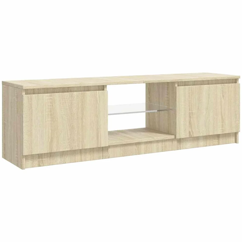 vidaXL Armario TV con Luces LED Soporte Mobiliario Aparador Estante Salón Sala de Estar Dormitorio Decoración Roble Sonoma 120x30x36 cm