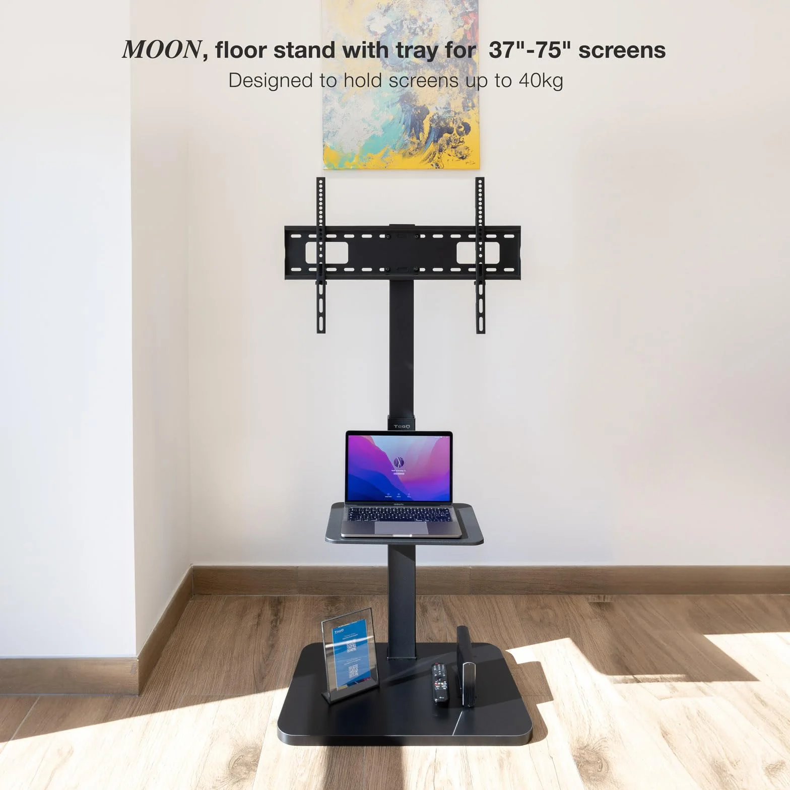 TOOQ FS2287M-B - Moon Soporte de Suelo con Regulación de Altura para Pantallas de 37" a 75", Color Negro
