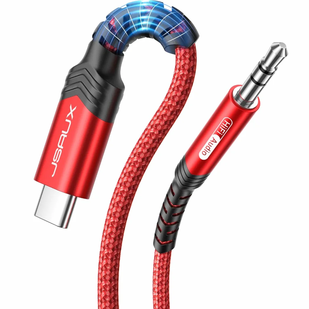 JSAUX Cable AUX USB C a Jack 3.5 mm, Adaptador Tipo C a 3.5 mm Macho, Audio Estéreo para Coche, Compatible con iPhone 17 Air/16/15 Pro MAX Plus, Galaxy S25 S24 S23 Ultra, Pixel 9, iPad Pro