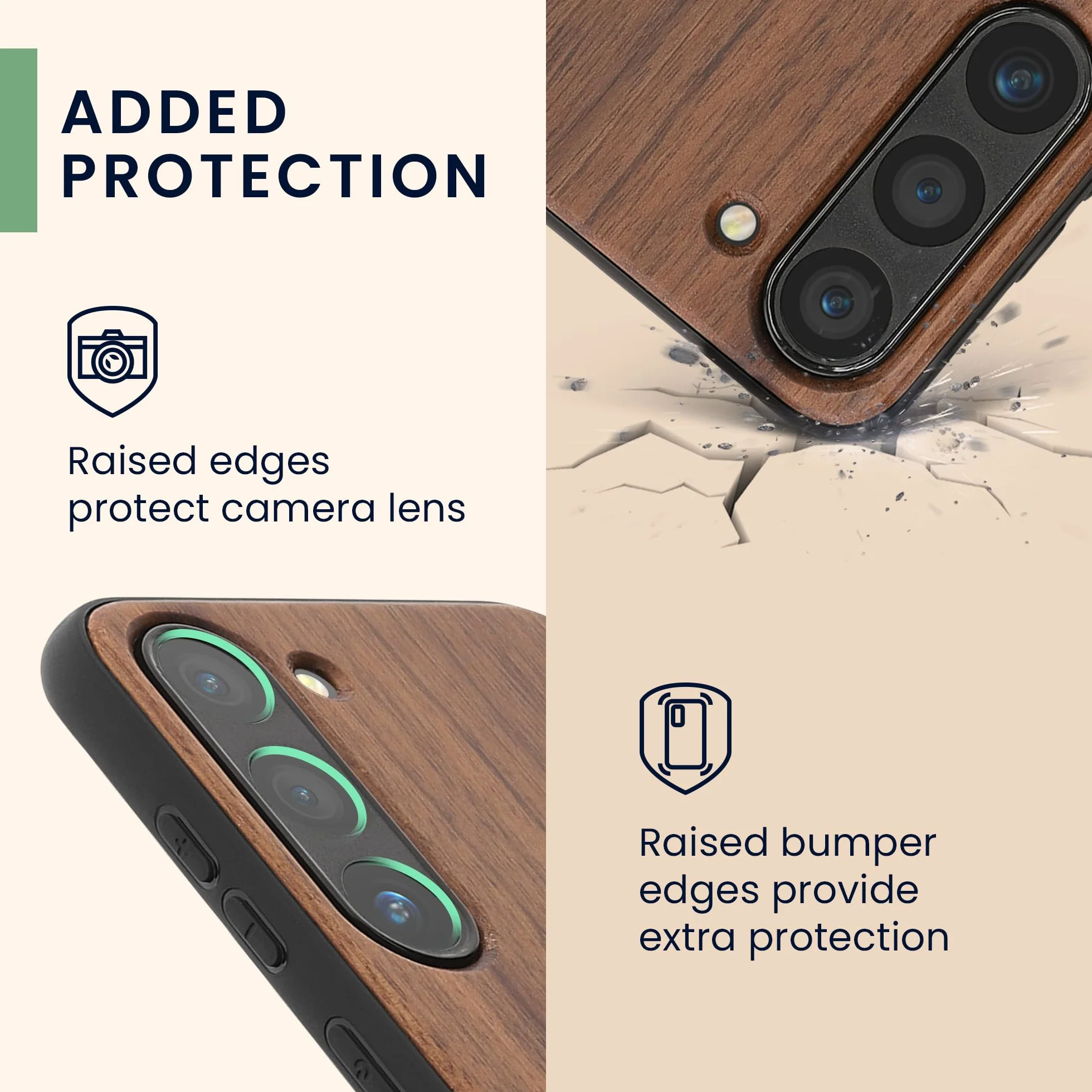 kwmobile Carcasa Compatible con Samsung Galaxy S23 Funda de Madera con Bumper antigolpes