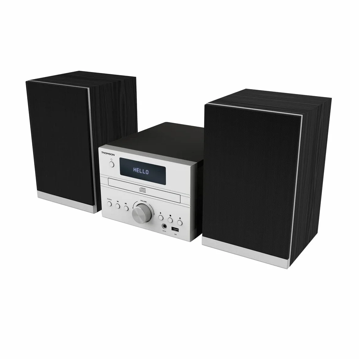 Thomson MIC122BT Home Audio Micro System 50W Sistema de Audio para el hogar - Microcadena (Negro, Plata, Monótono, Frente, 50 W, FM)