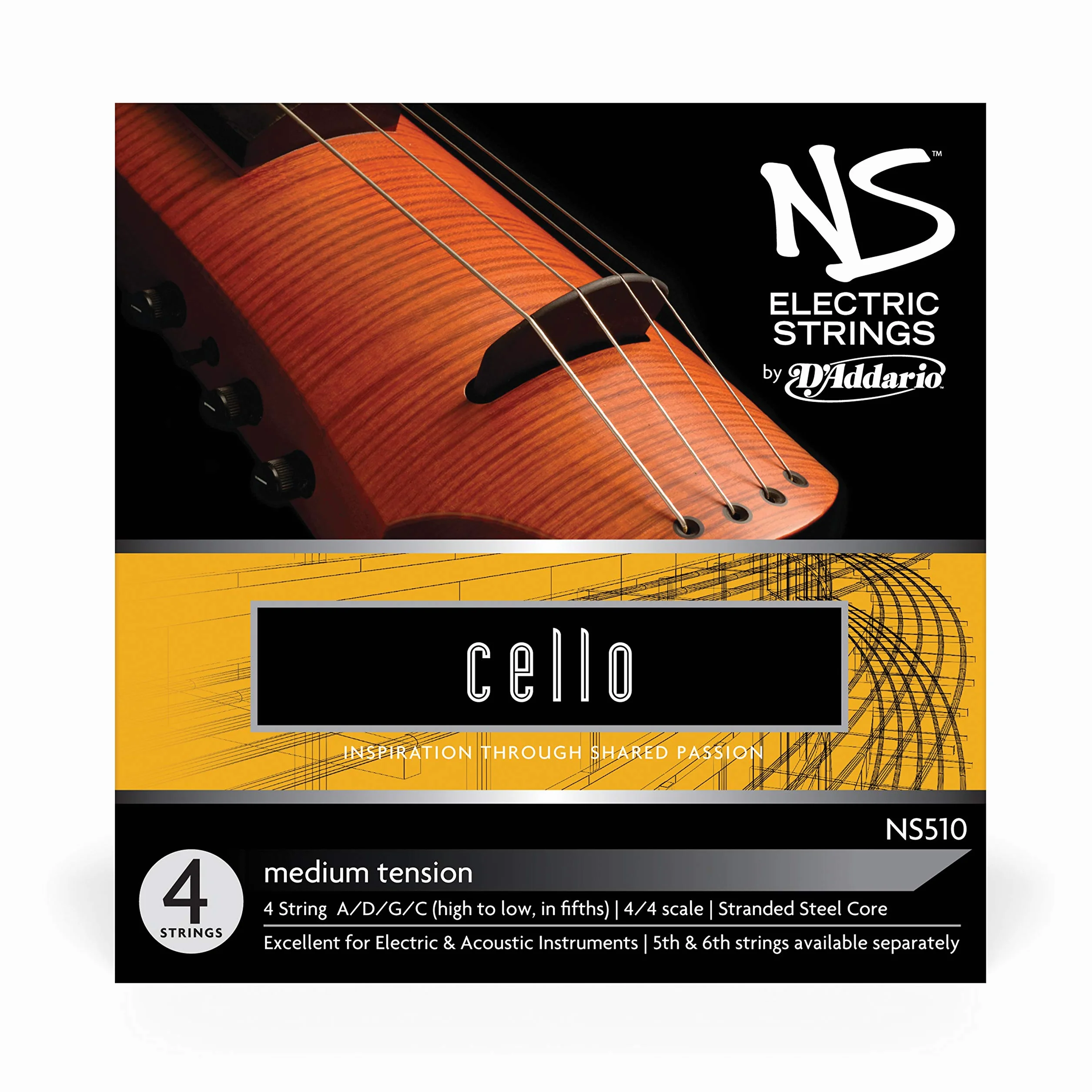 D'Addario NS Electric 4/4 Scale Medium Tension Cello String Set
