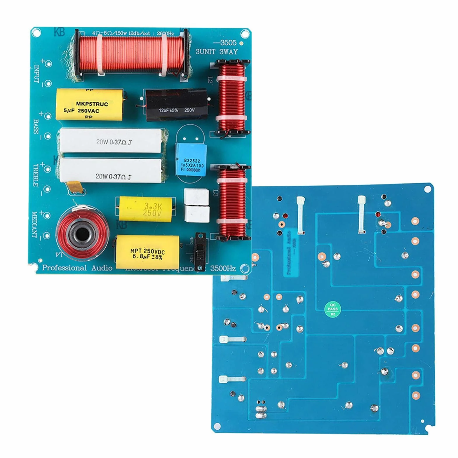 Divisor de frecuencia Crossover 3 vías Altavoz Filtro Audio 300W para DIY KTV