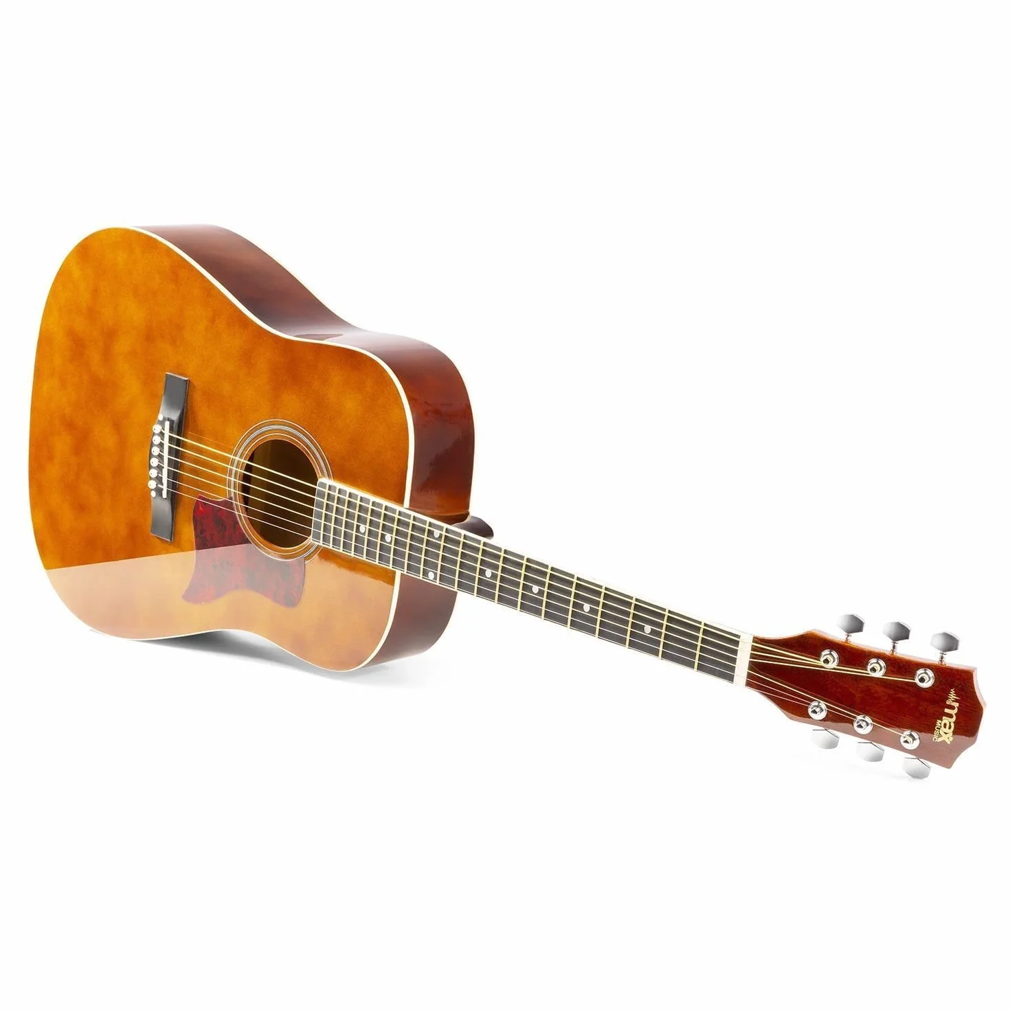 MAX SoloJam Guitarra Acústica Madera Oscura – Pack de Iniciación con Funda, Afinador, Correa, Púas y Cuerdas de Repuesto. Kit Completo para Aprender, Practicar o Regalar a Músicos Principiantes
