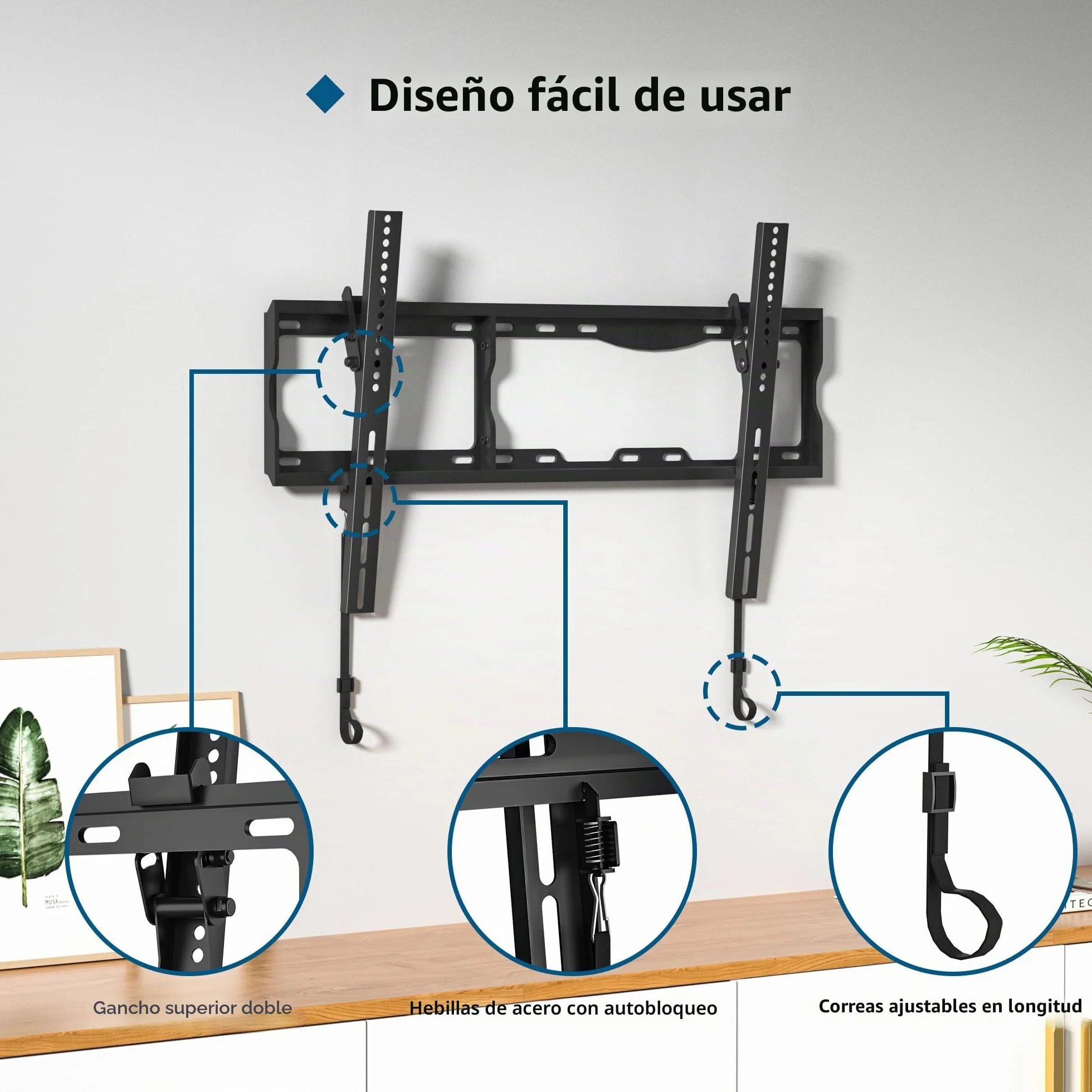 BONTEC Soporte TV Pared 17-86 Pulgadas Inclinable VESA 600x400 mm 75 kg LED LCD OLED