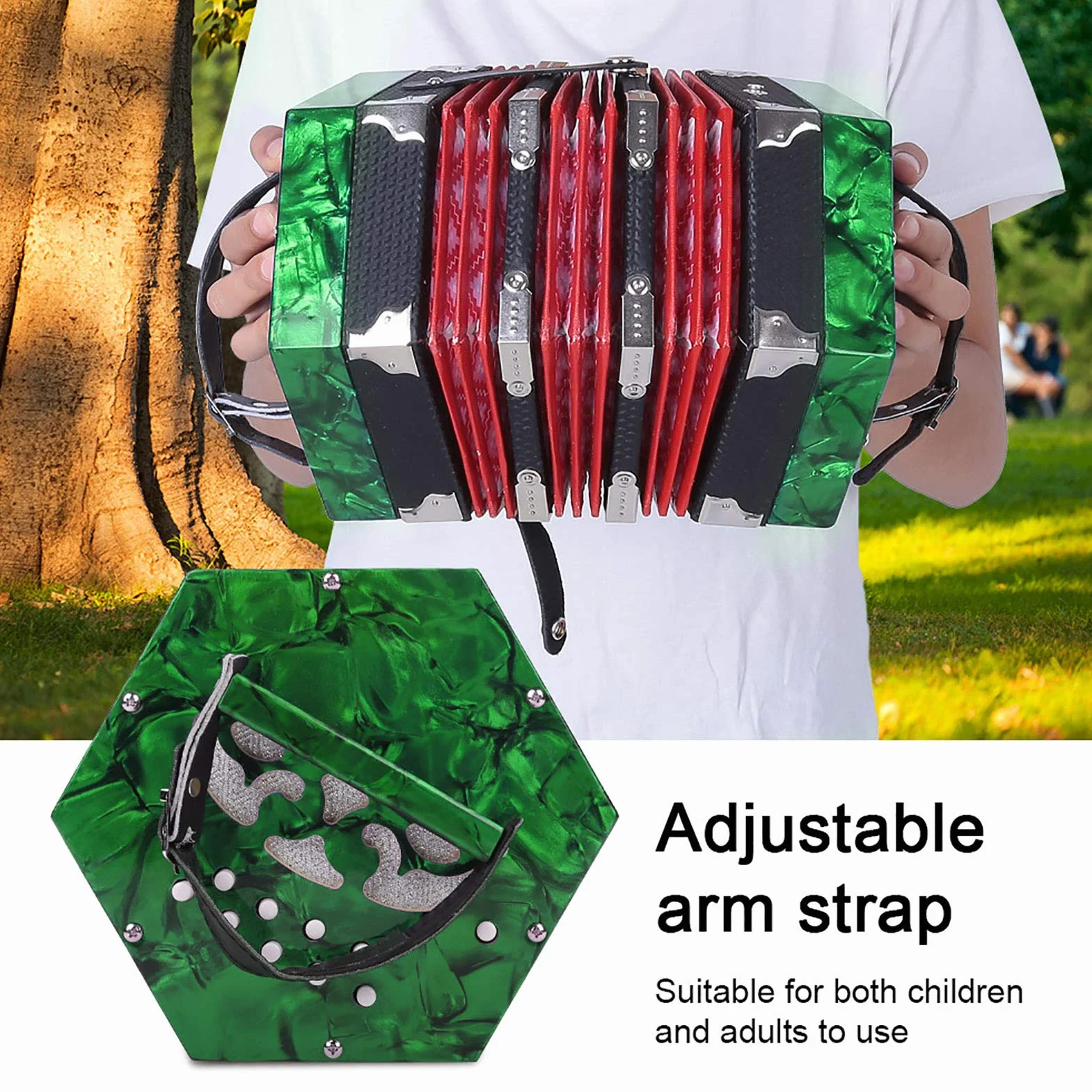 Fácil de aprender a tocar la concertina para el ejercicio de entrenamiento para la práctica del principiante(Green)